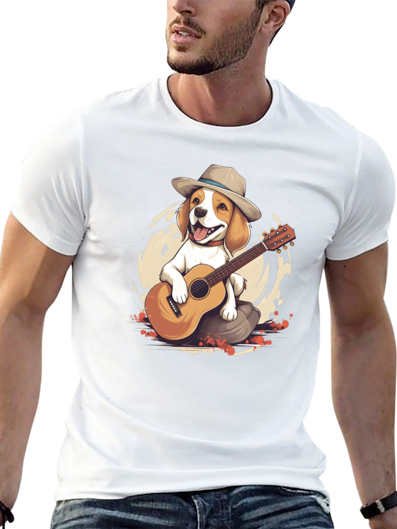 Black Dog Playing Guitar Graphic T-Shirt view 13