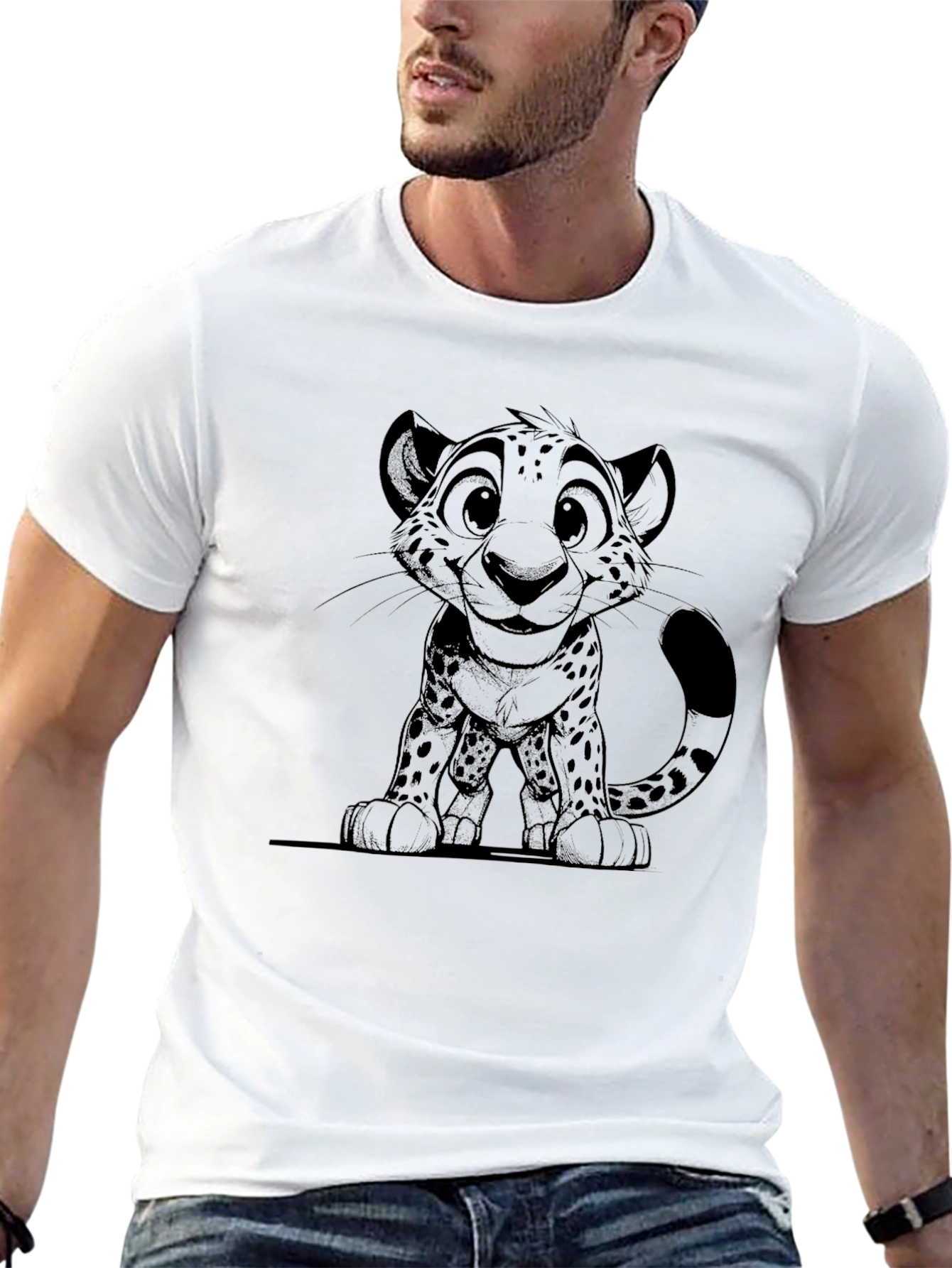 Black Cheetah Cub Graphic Tee - Soft Cotton Blend view 13