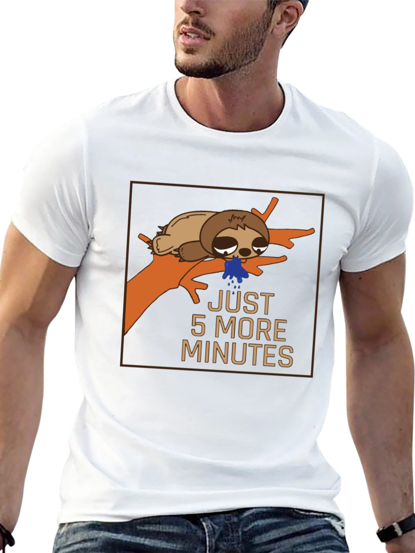 Black Lazy Sloth Graphic T-Shirt - "Just 5 More Minutes" view 13