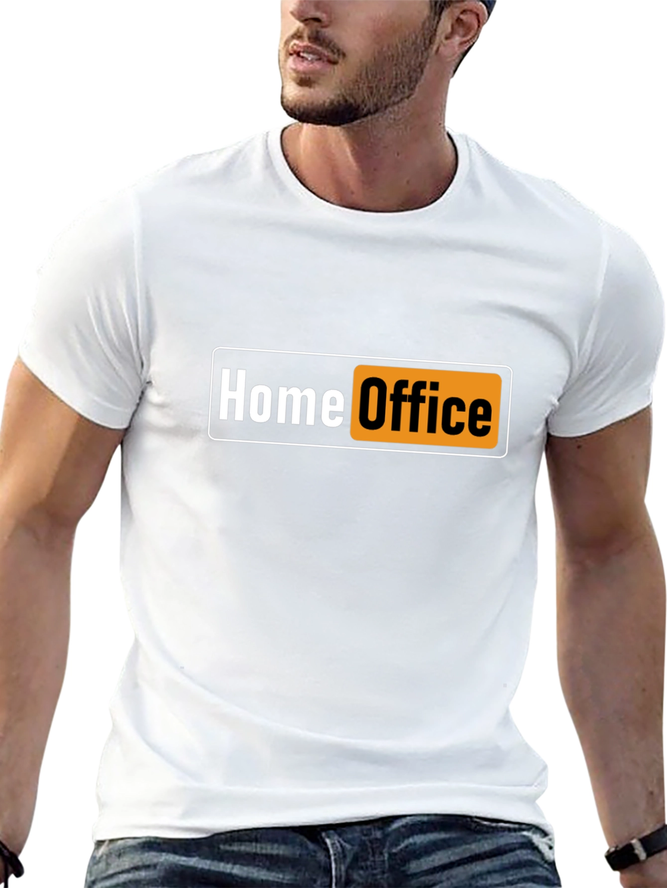 Black Home Office Funny Black T-Shirt view 13