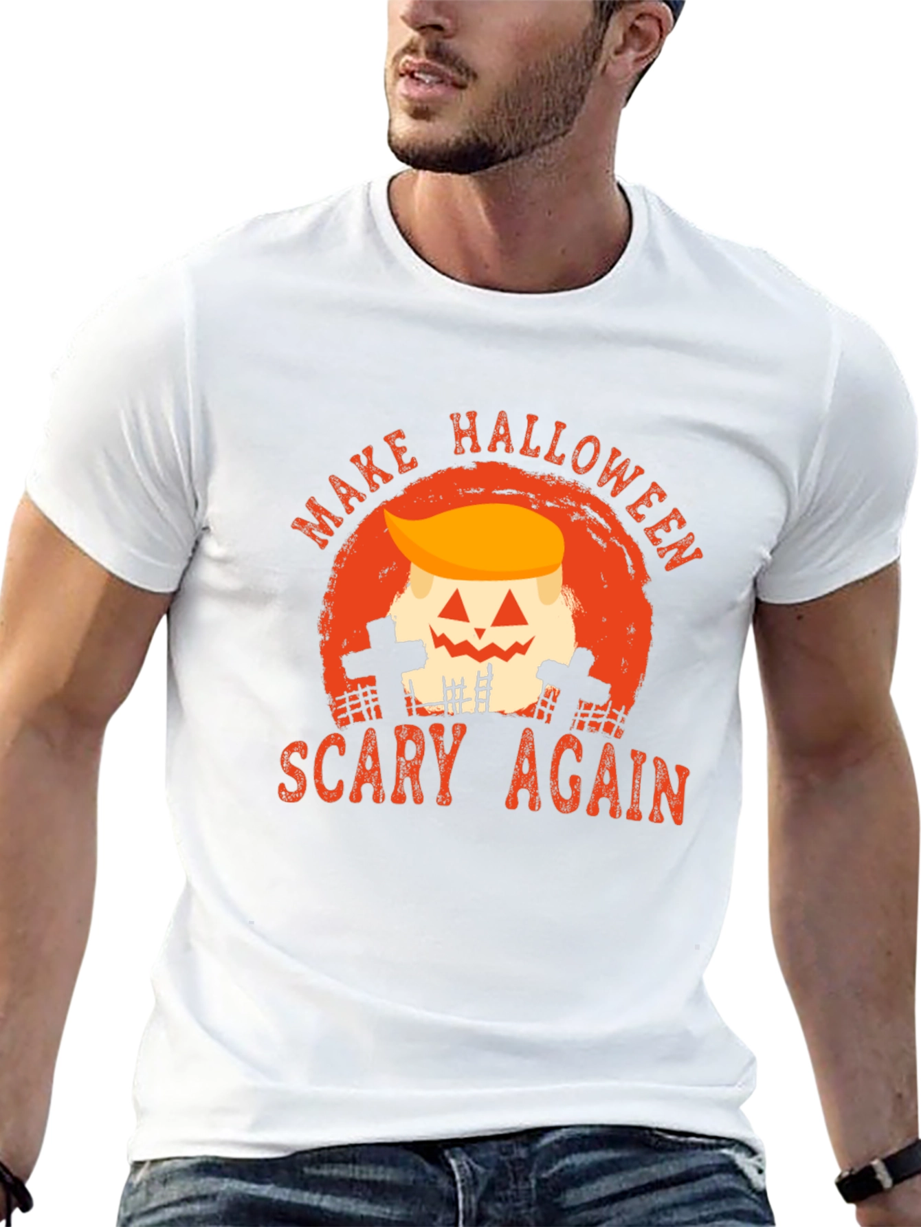 Black Make Halloween Scary Again Graphic Tee view 13