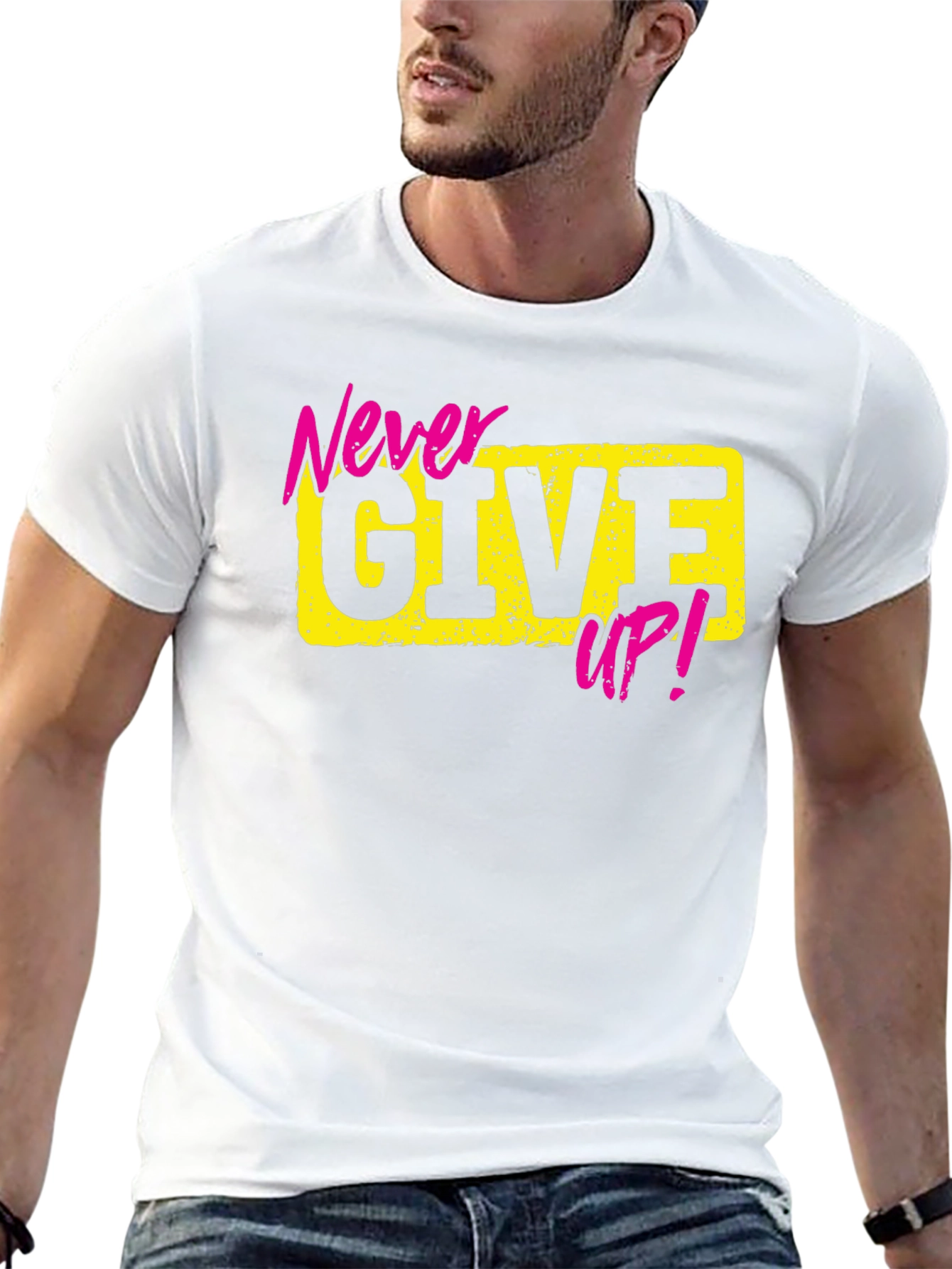 Black Never Give Up Graphic Tee view 13
