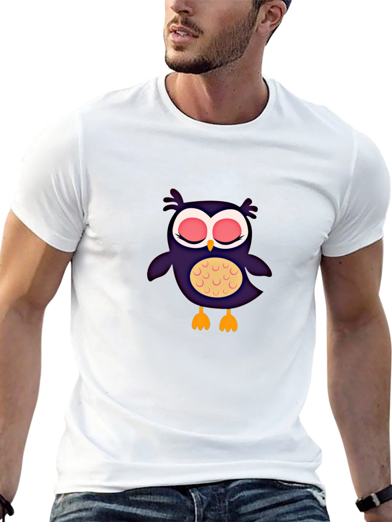 Black Cute Cartoon Owl Graphic Print T-Shirt view 13
