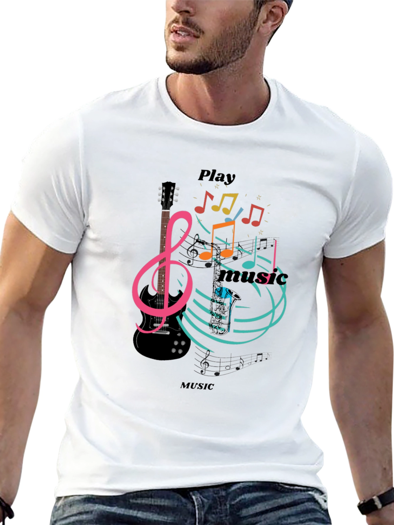 Black Play Music Graphic T-Shirt - Stylish Black Tee view 13
