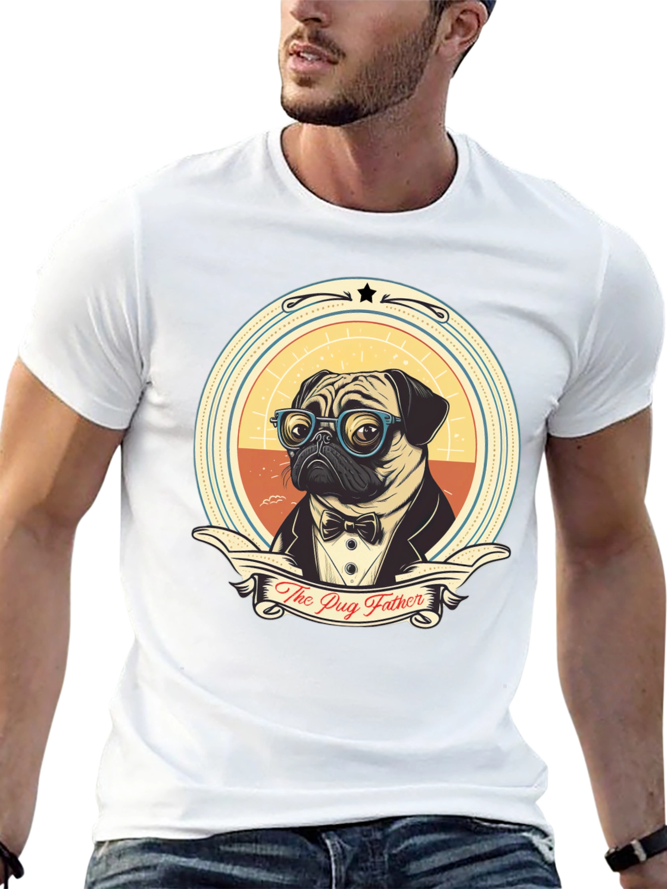 Black The Pug Father T-Shirt - Dog Dad Tee view 13