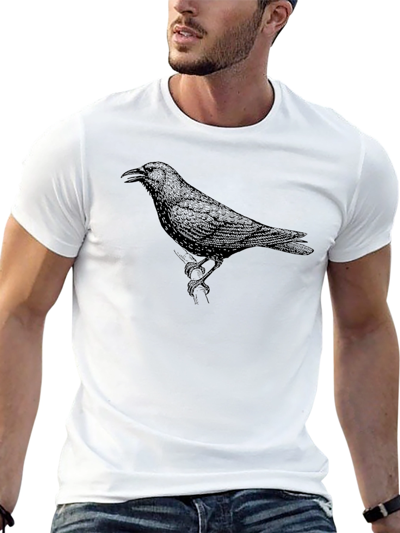 Black Raven Graphic Print Crew Neck T-Shirt view 13