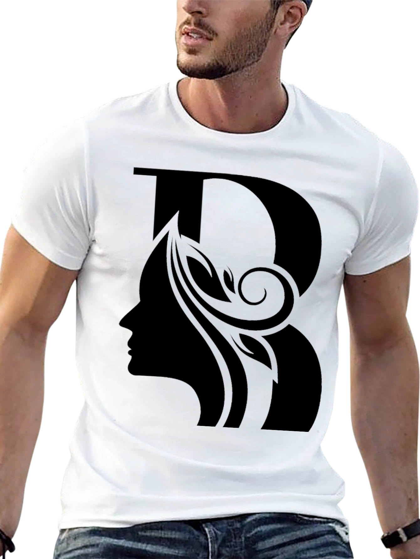 Black Elegant Black T-Shirt with Silhouette Design view 13