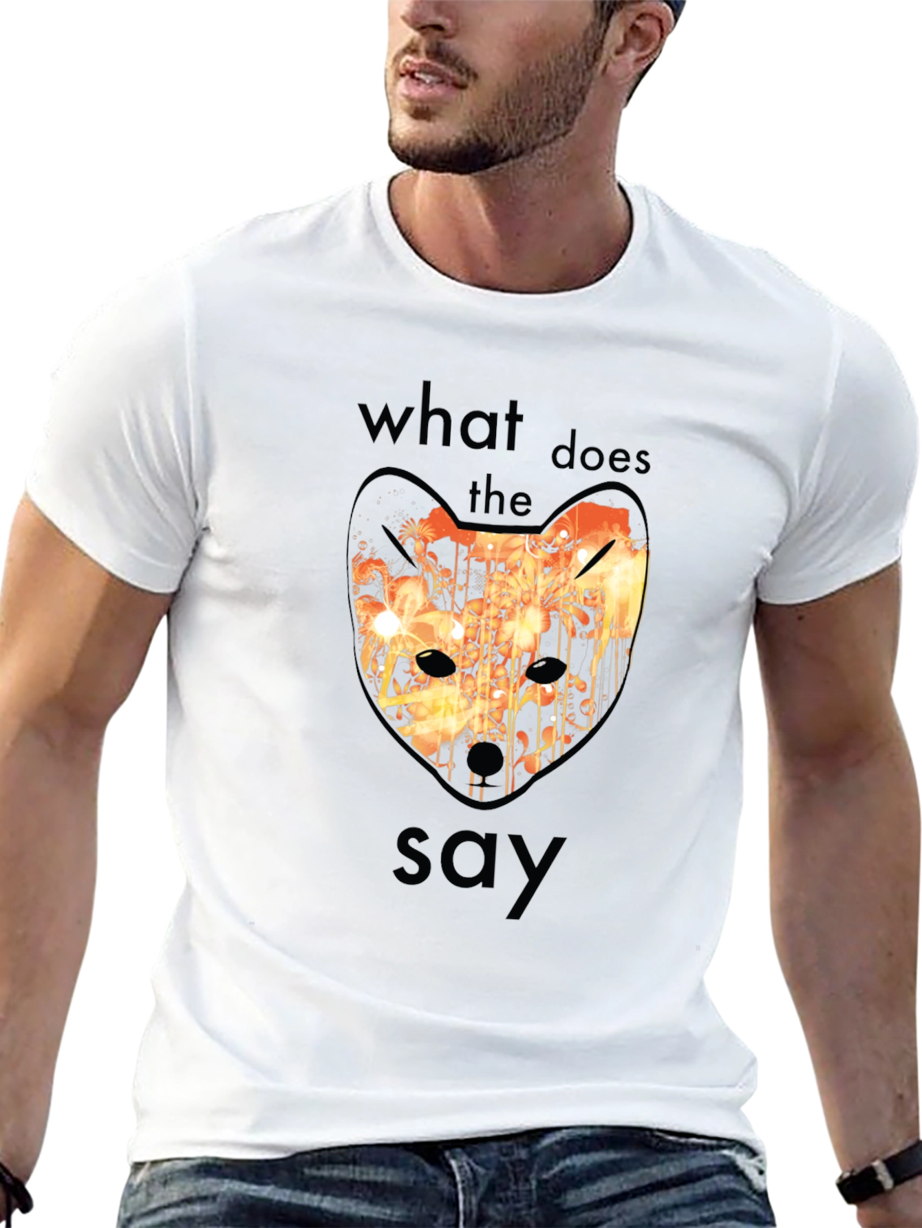 Black Fox Says T-Shirt - Unique Design view 13