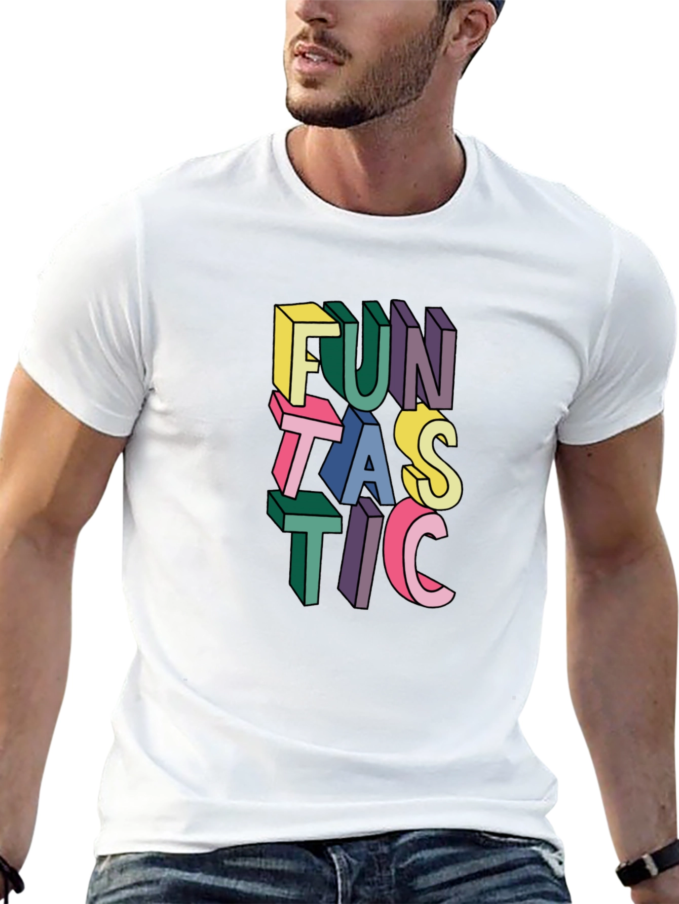 Black Fun Tastic Graphic T-Shirt - Bold Colorful Design view 13