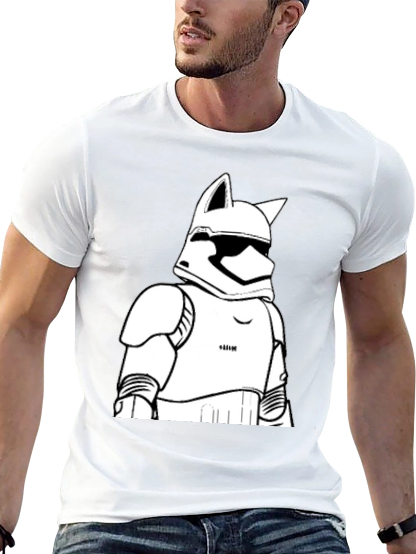 Black Stormtrooper Cat T-Shirt - Black, Graphic Tee view 13