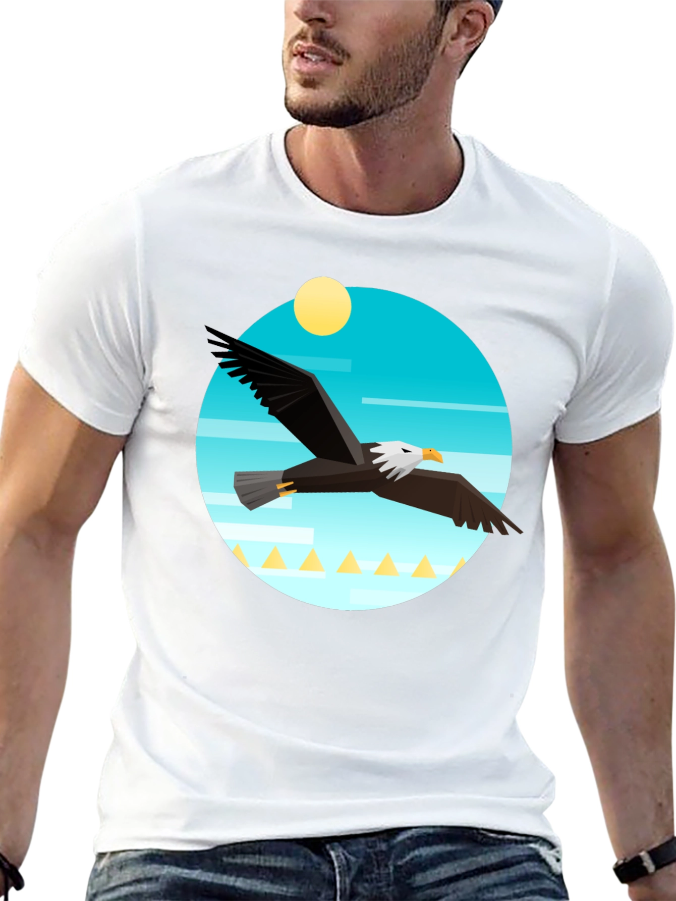 Black Eagle Graphic Tee - Men's Black Crew Neck T-Shirt view 13