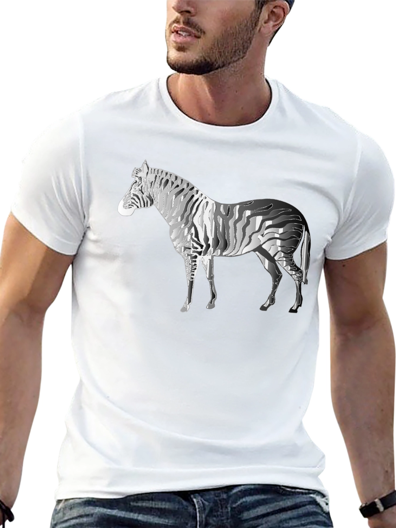Black Zebra Graphic Tee - Stylish Men's Black T-Shirt view 13
