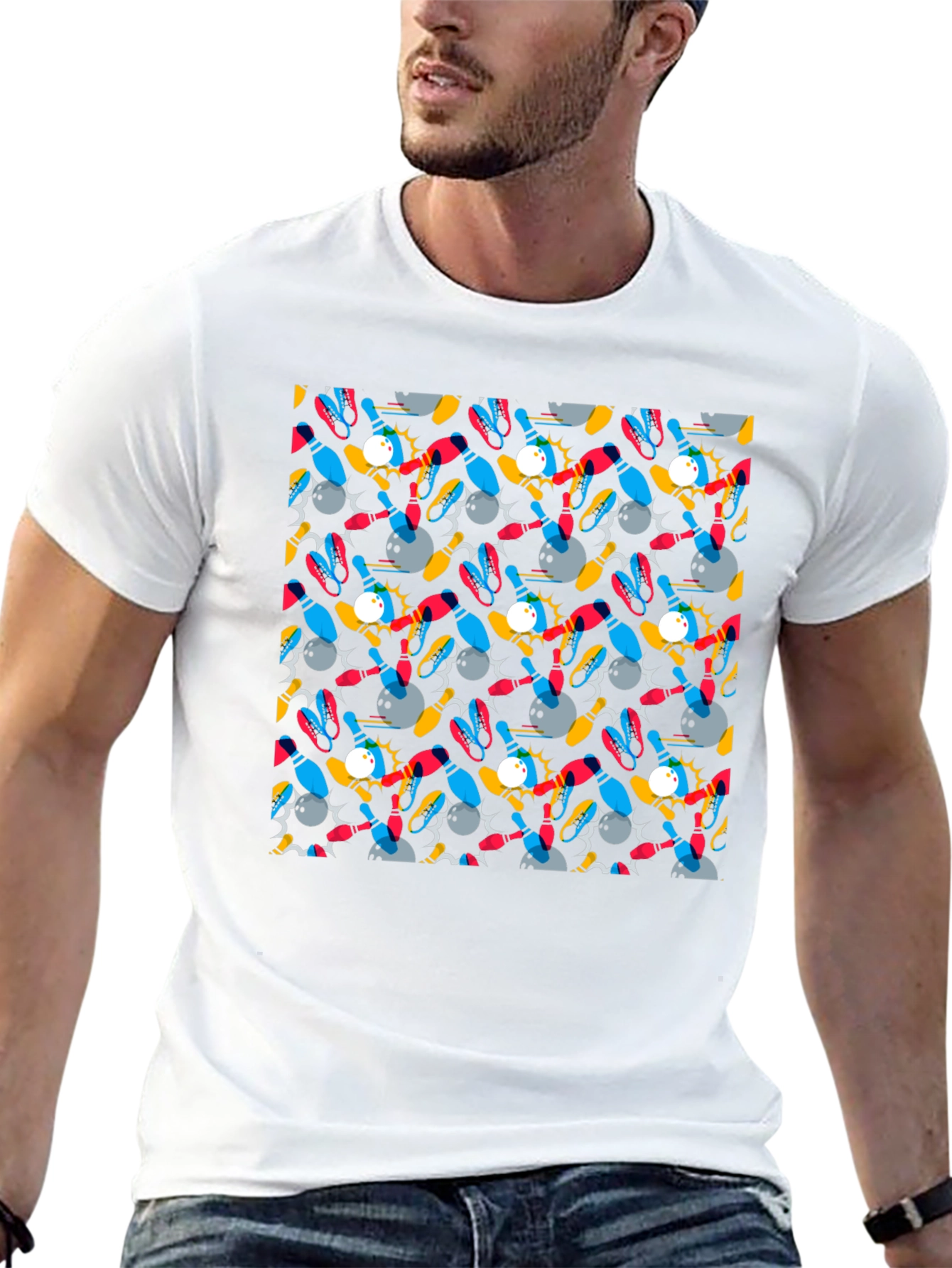 Black Bowling Strike T-Shirt - Funky Pattern Tee view 13