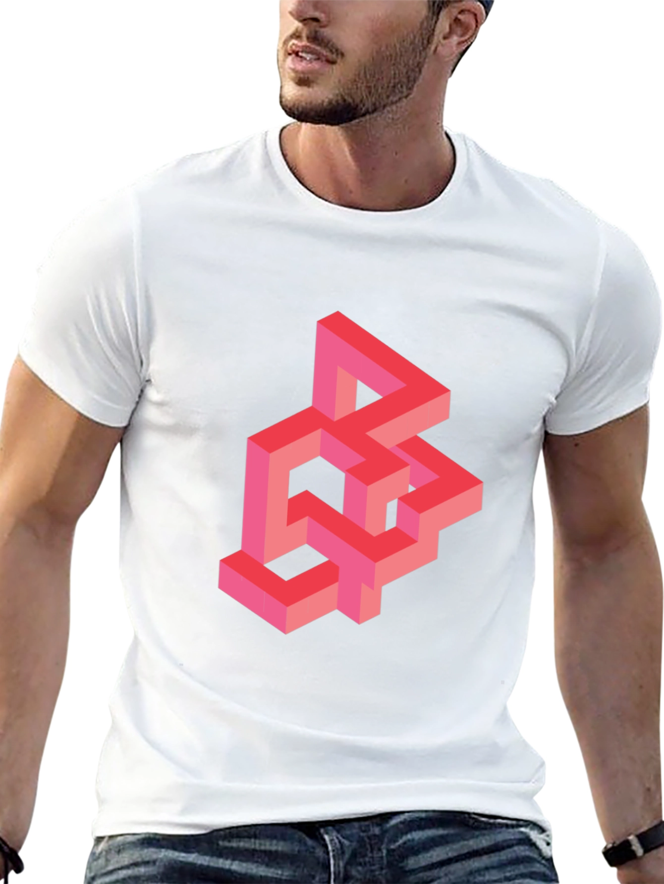 Black Geometric Illusion T-Shirt - Abstract Design view 13