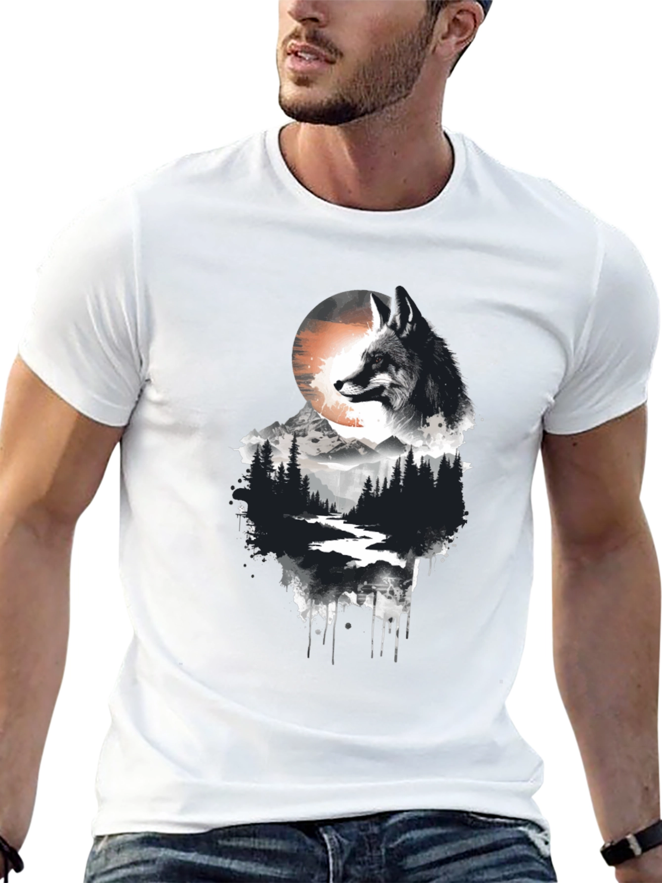 Black Fox Landscape Graphic Tee - Nature Inspired Style view 13