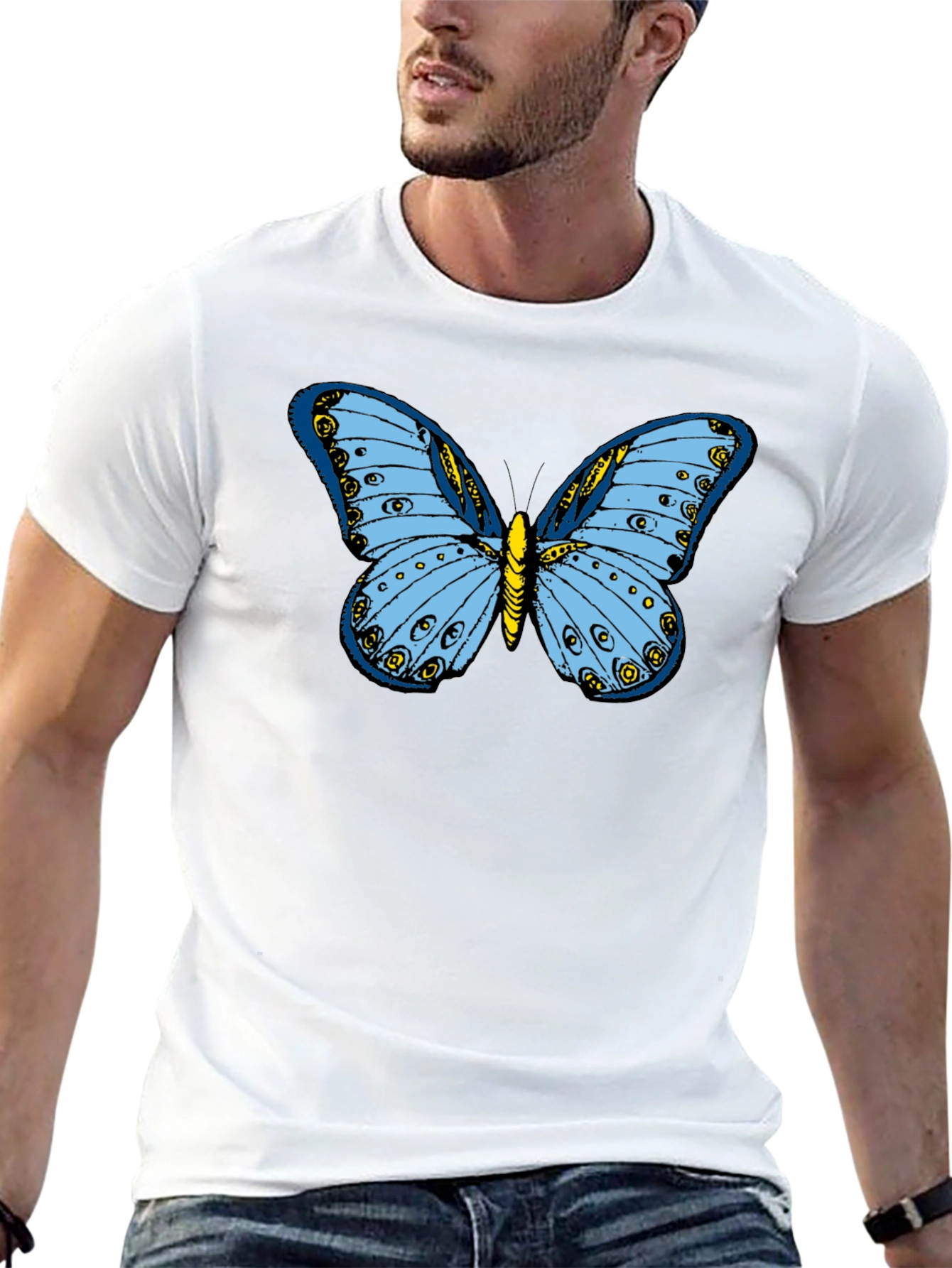 Black Butterfly Graphic T-Shirt - Black Cotton Tee view 13