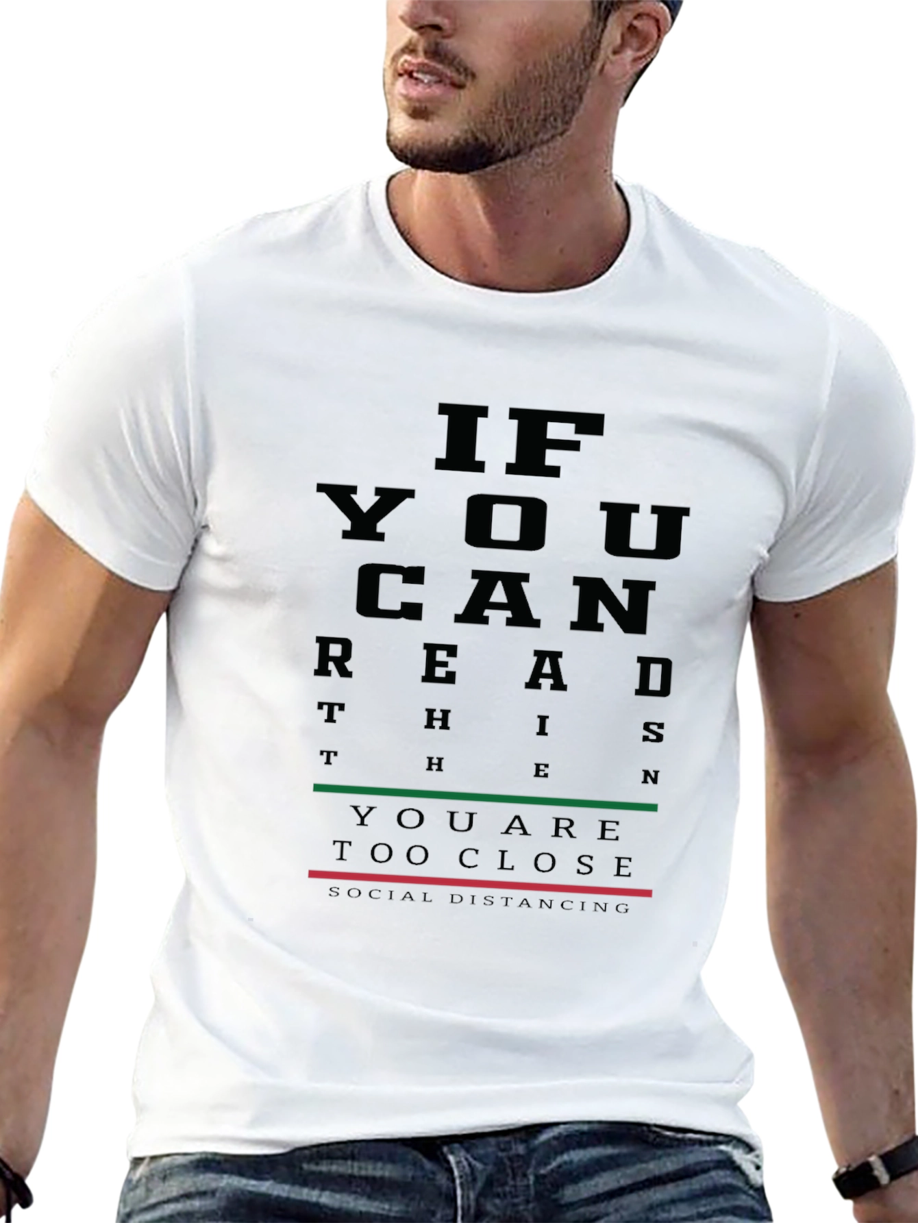 Black Funny Social Distancing T-Shirt - Eye Chart Design view 13
