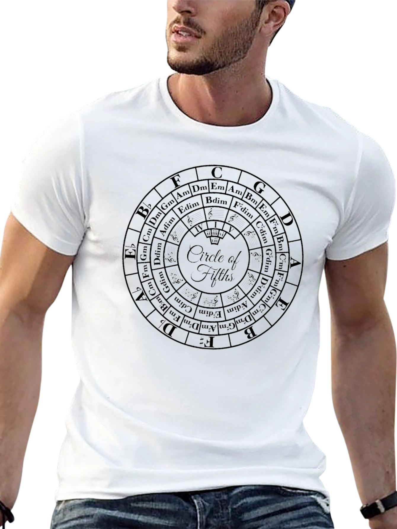 Black Circle of Fifths Music Theory T-Shirt - Musician Apparel view 13