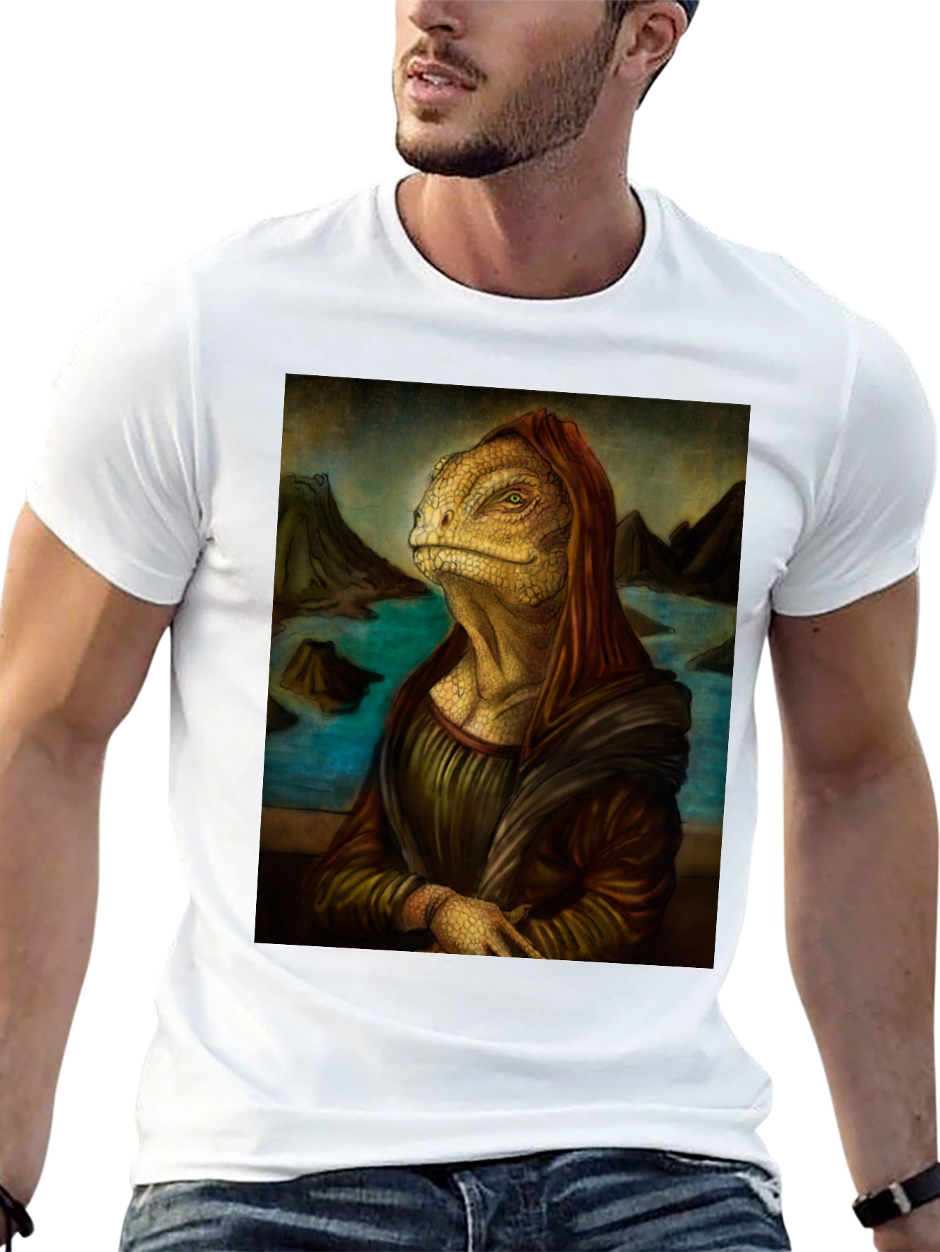 Black Lizard Mona Lisa Black T-Shirt view 13