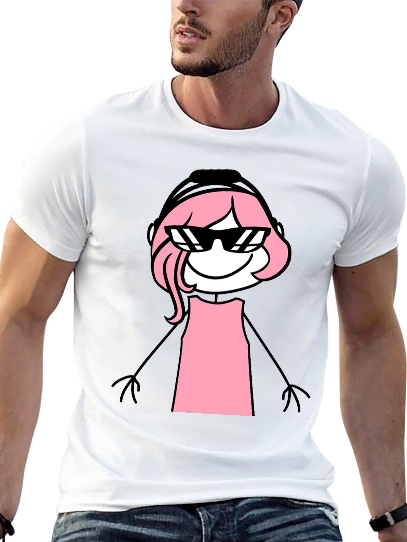 Black Cool Pink Stick Figure Tee view 13