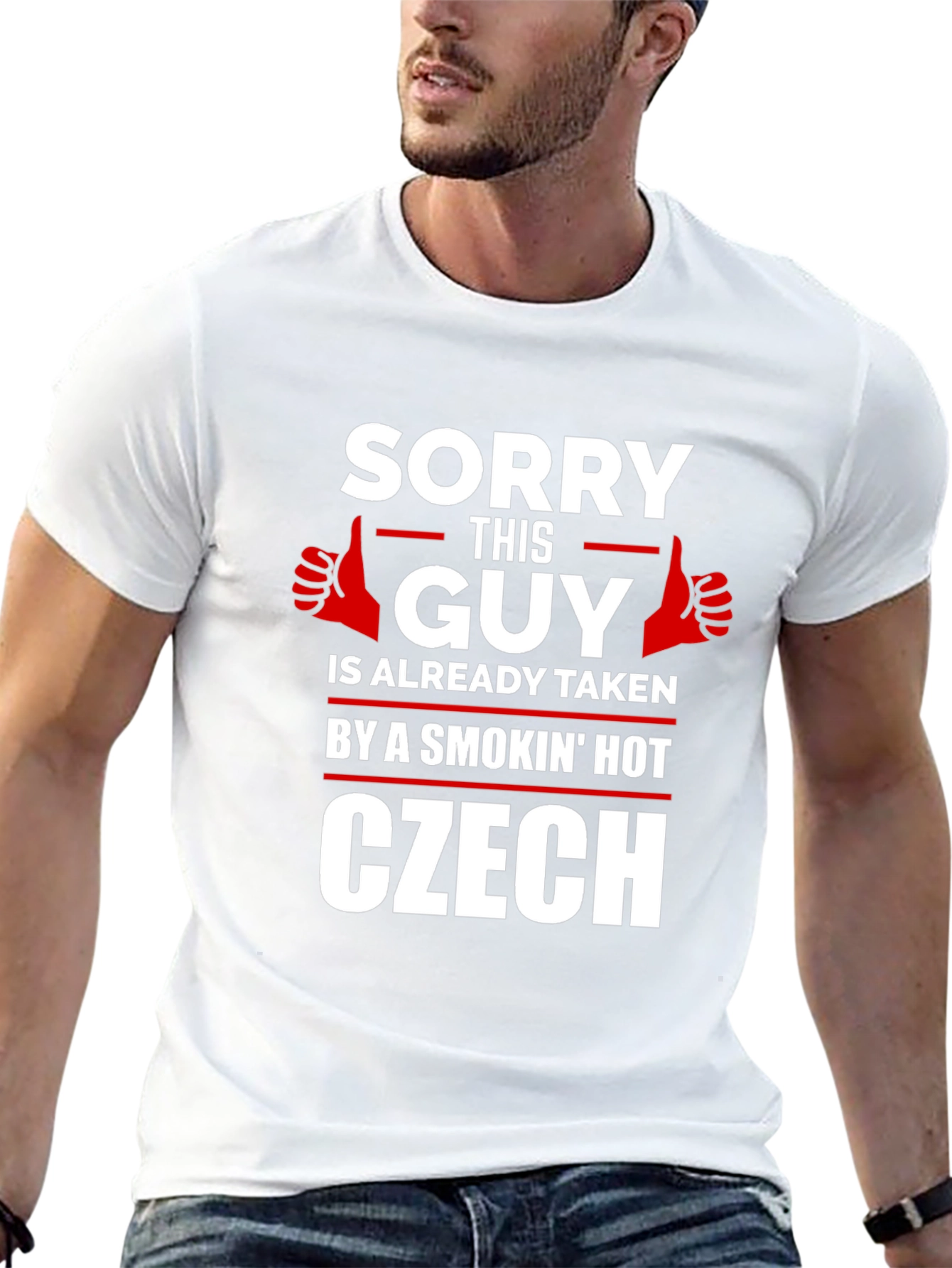 Black Sorry This Guy Is Taken Czech T-Shirt view 13