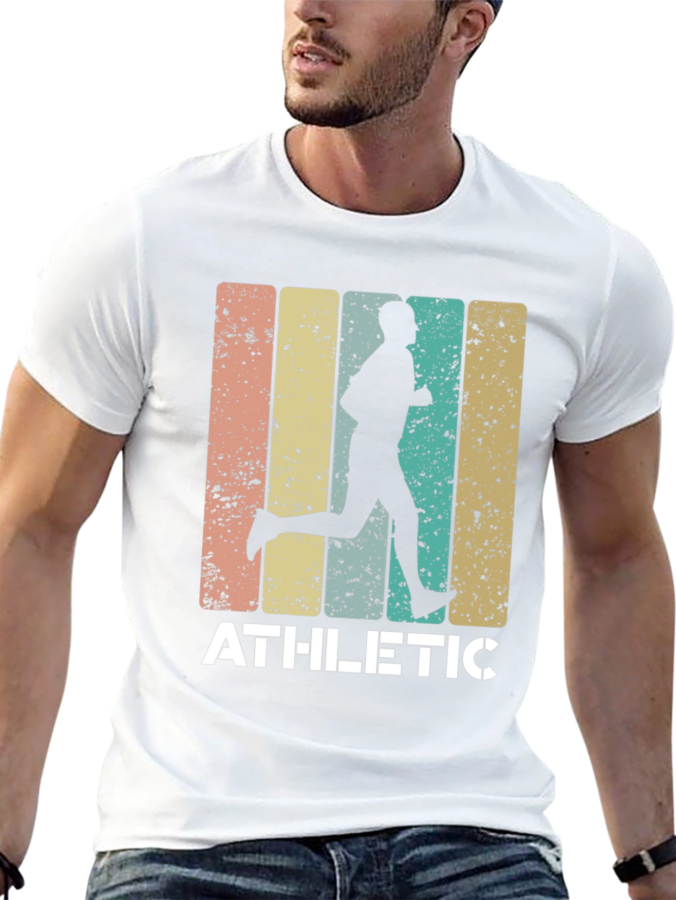 Black Athletic Runner Graphic Tee - Retro Style Black T-Shirt view 13