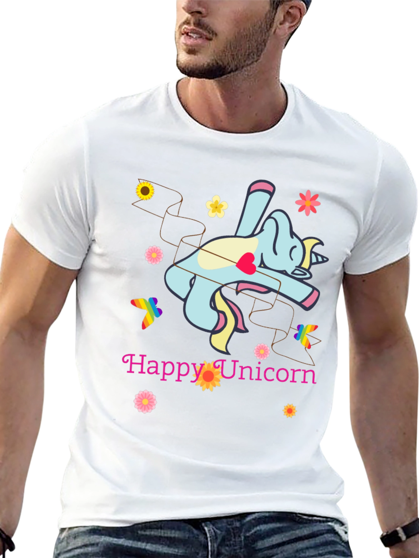 Black Happy Unicorn Graphic T-Shirt - Fun & Stylish! view 13