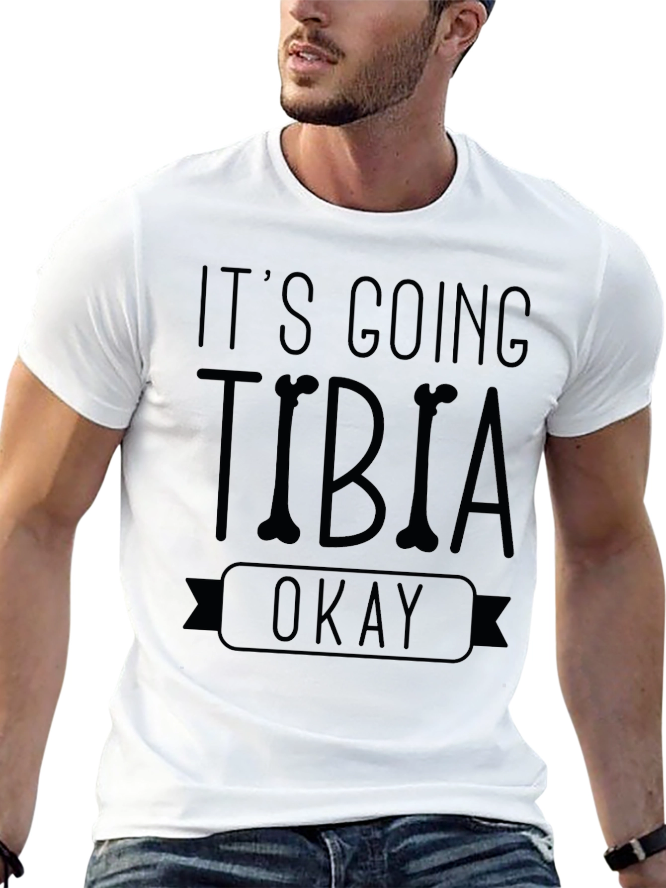 Black It's Going Tibia Okay T-Shirt - Funny Bone Pun Tee view 13