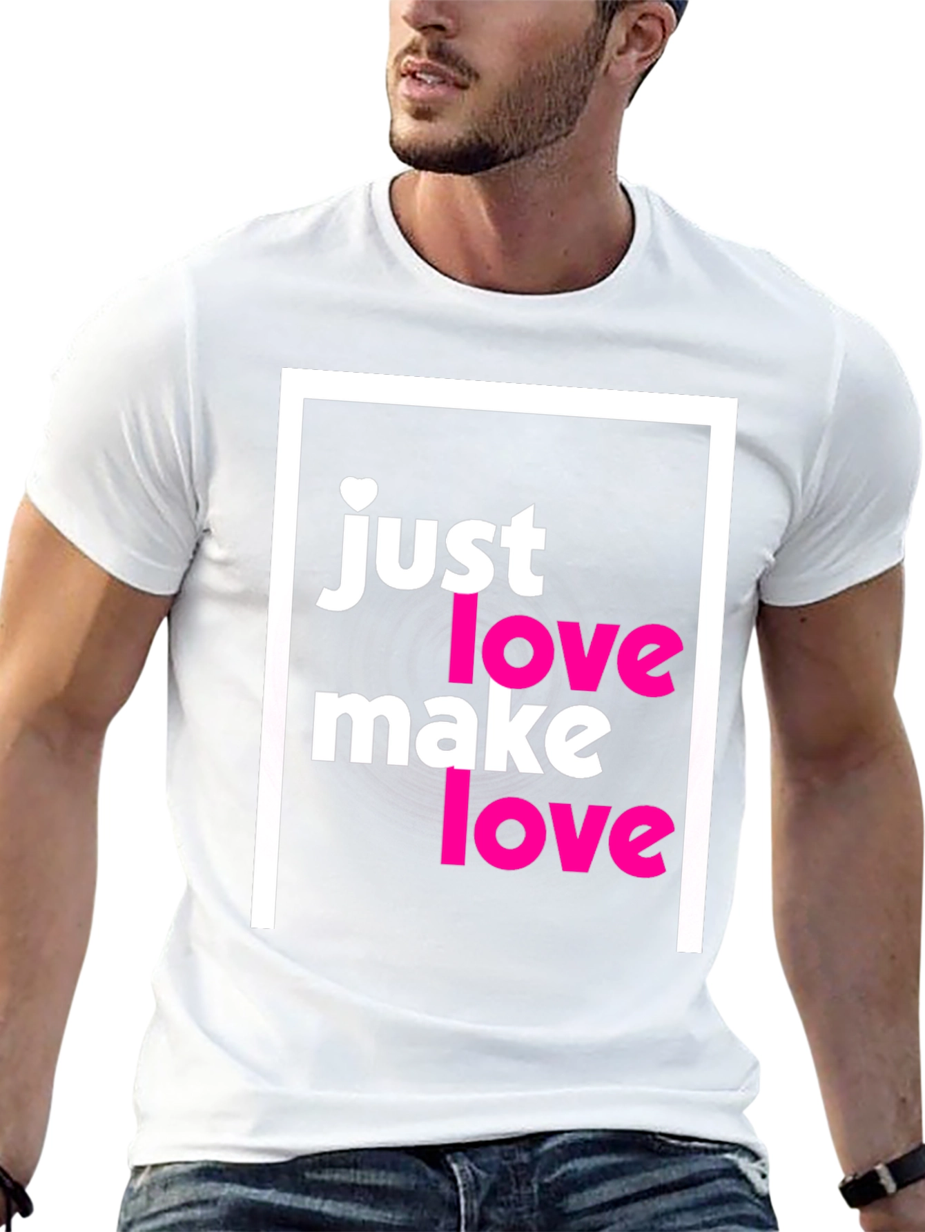 Black Just Make Love T-Shirt - Soft Cotton Tee view 13
