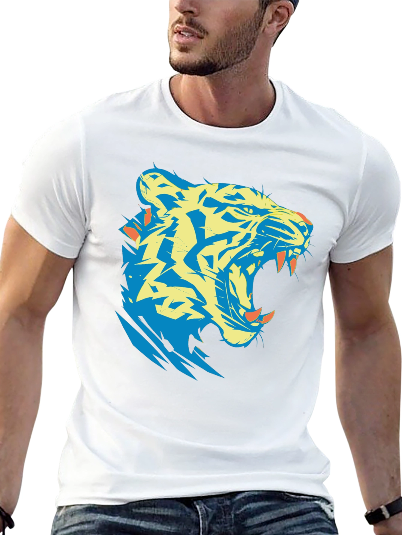 Black Tiger Graphic Tee - Bold Black Cotton T-Shirt view 13