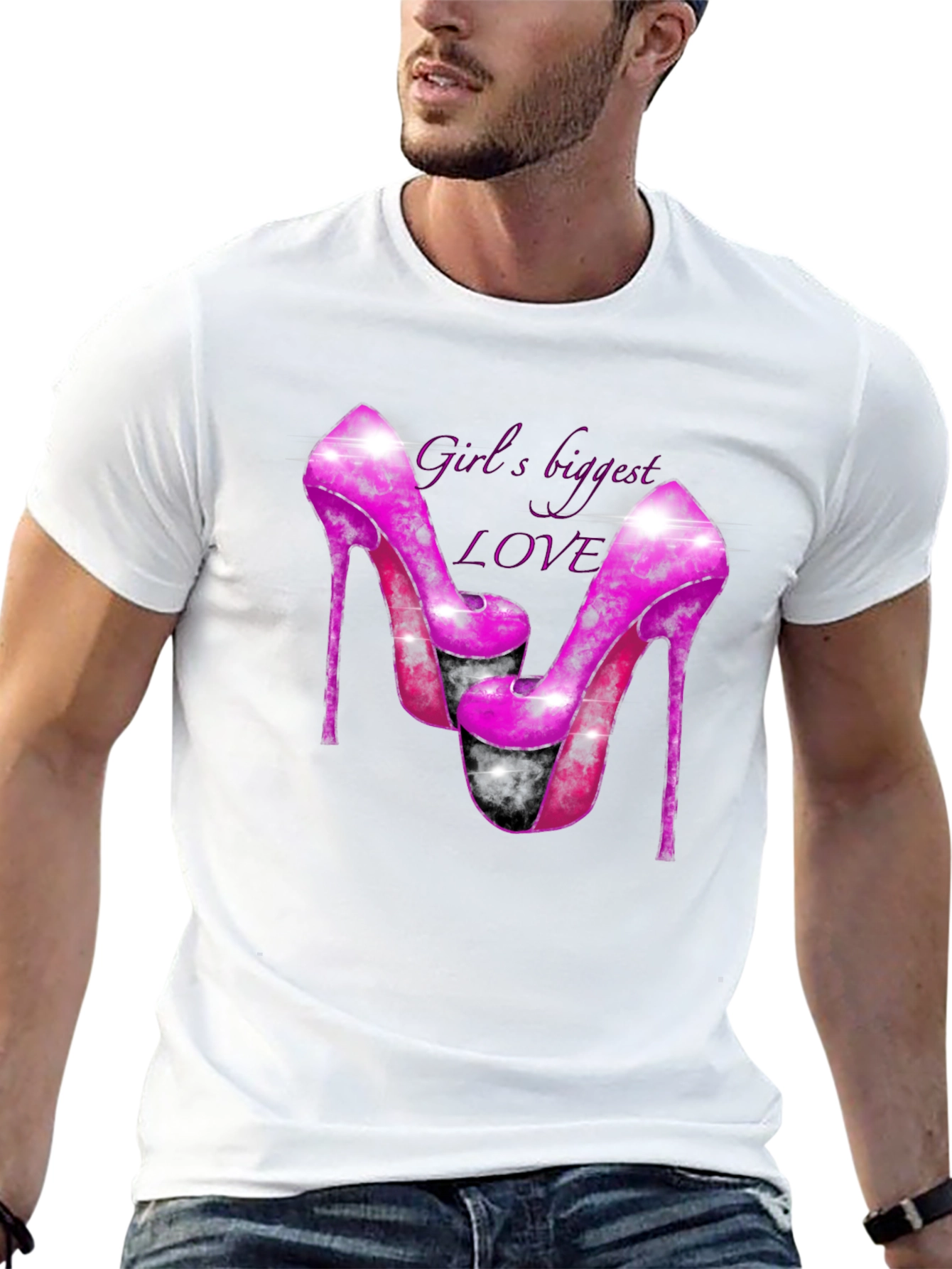 Black Girl's Biggest Love Heels Graphic T-Shirt view 13