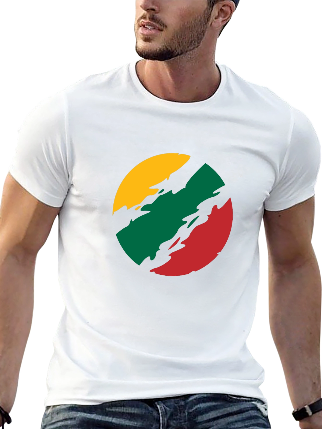 Lithuanian Flag T-Shirt - Black Crew Neck Tee - 13