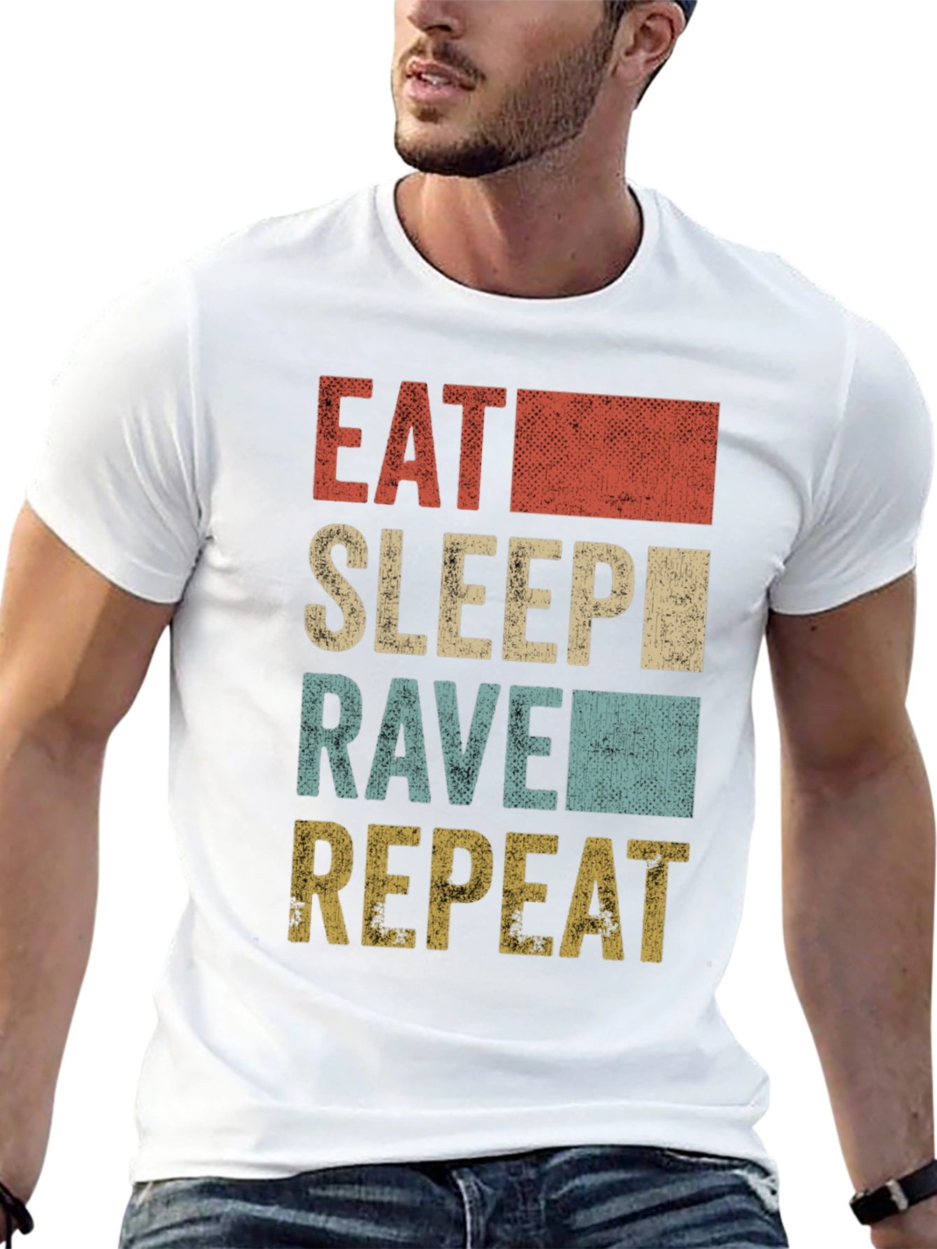 Black Eat Sleep Rave Repeat Men's Graphic T-Shirt view 13