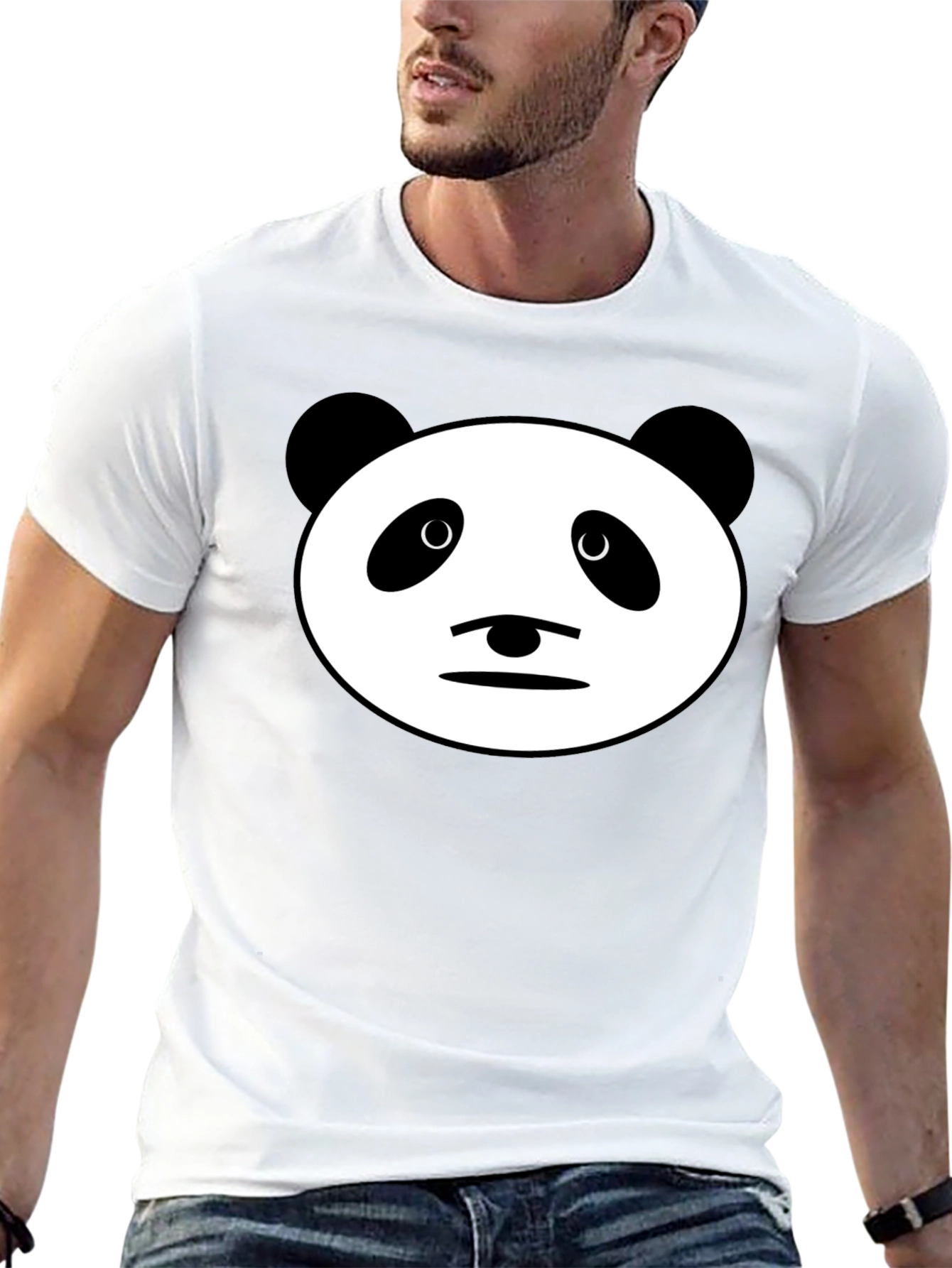 Black Panda Face Graphic Black T-Shirt - Men's Casual Wear view 13