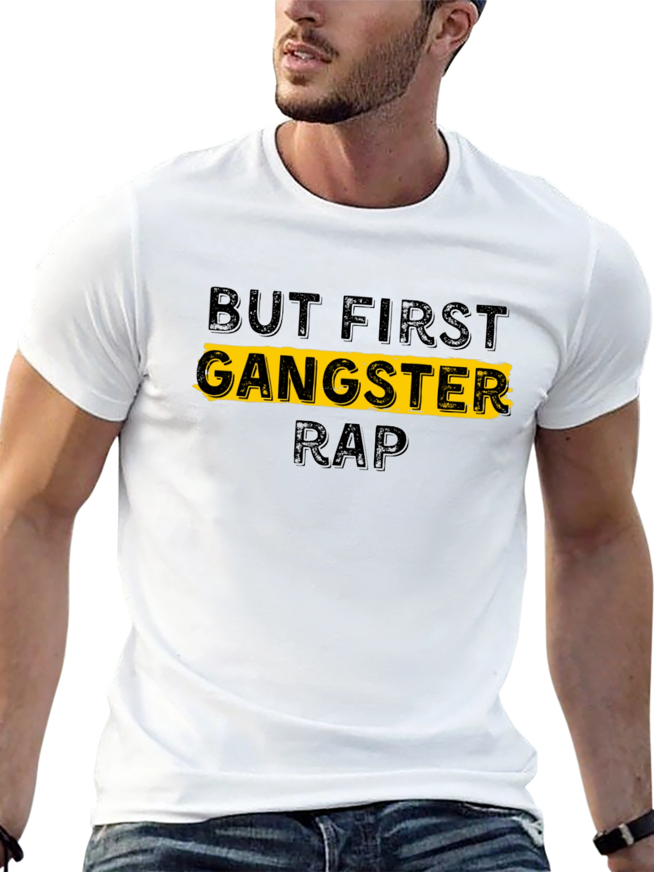 Black But First Gangster Rap T-Shirt - Black view 13