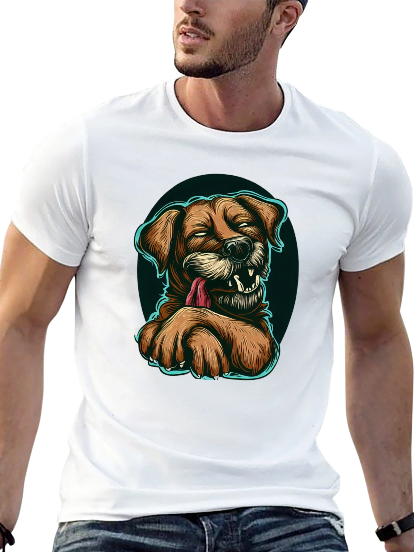 Black Funny Dog Graphic T-Shirt - Black view 13