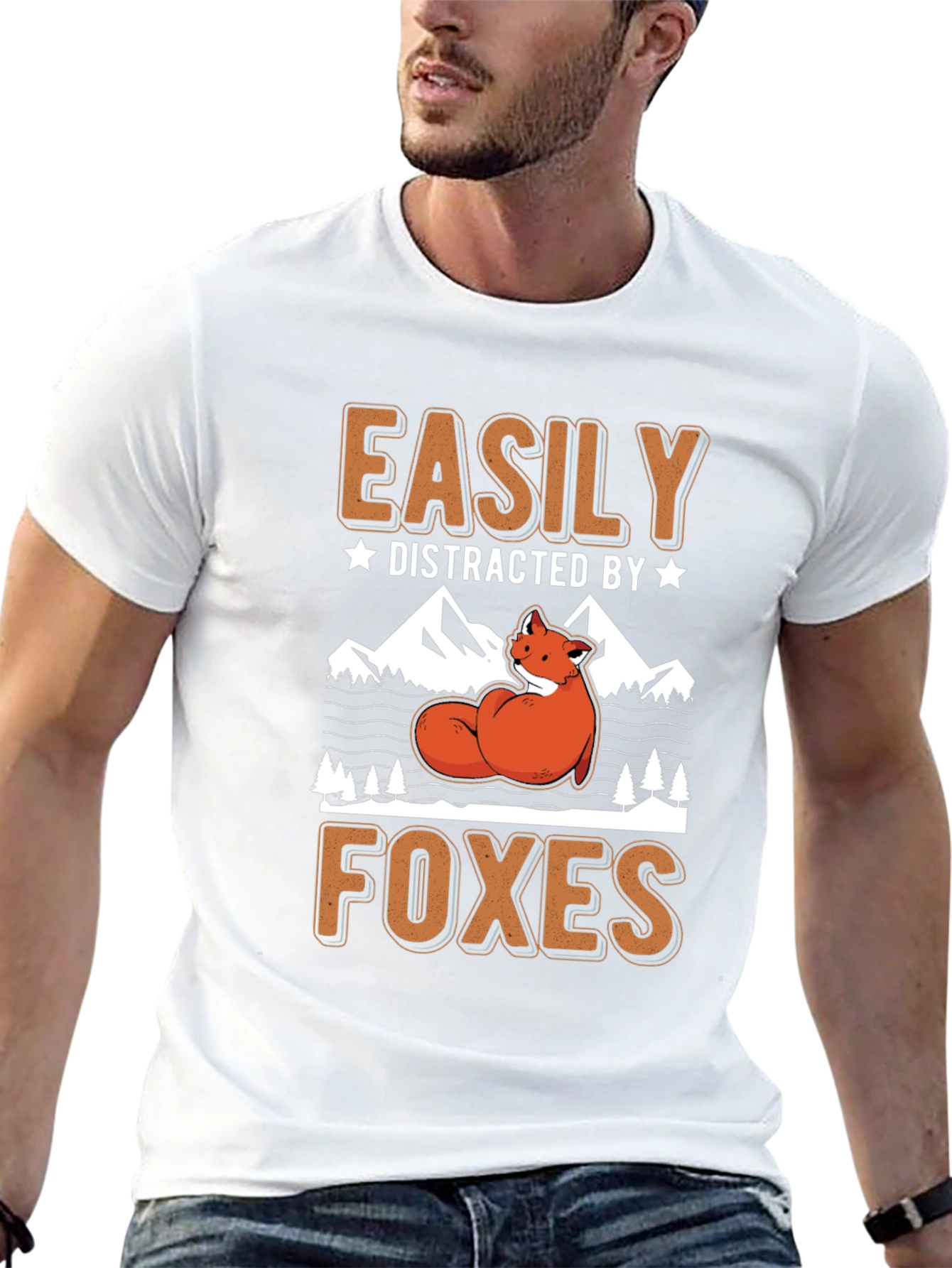 Black Easily Distracted By Foxes Graphic Tee view 13