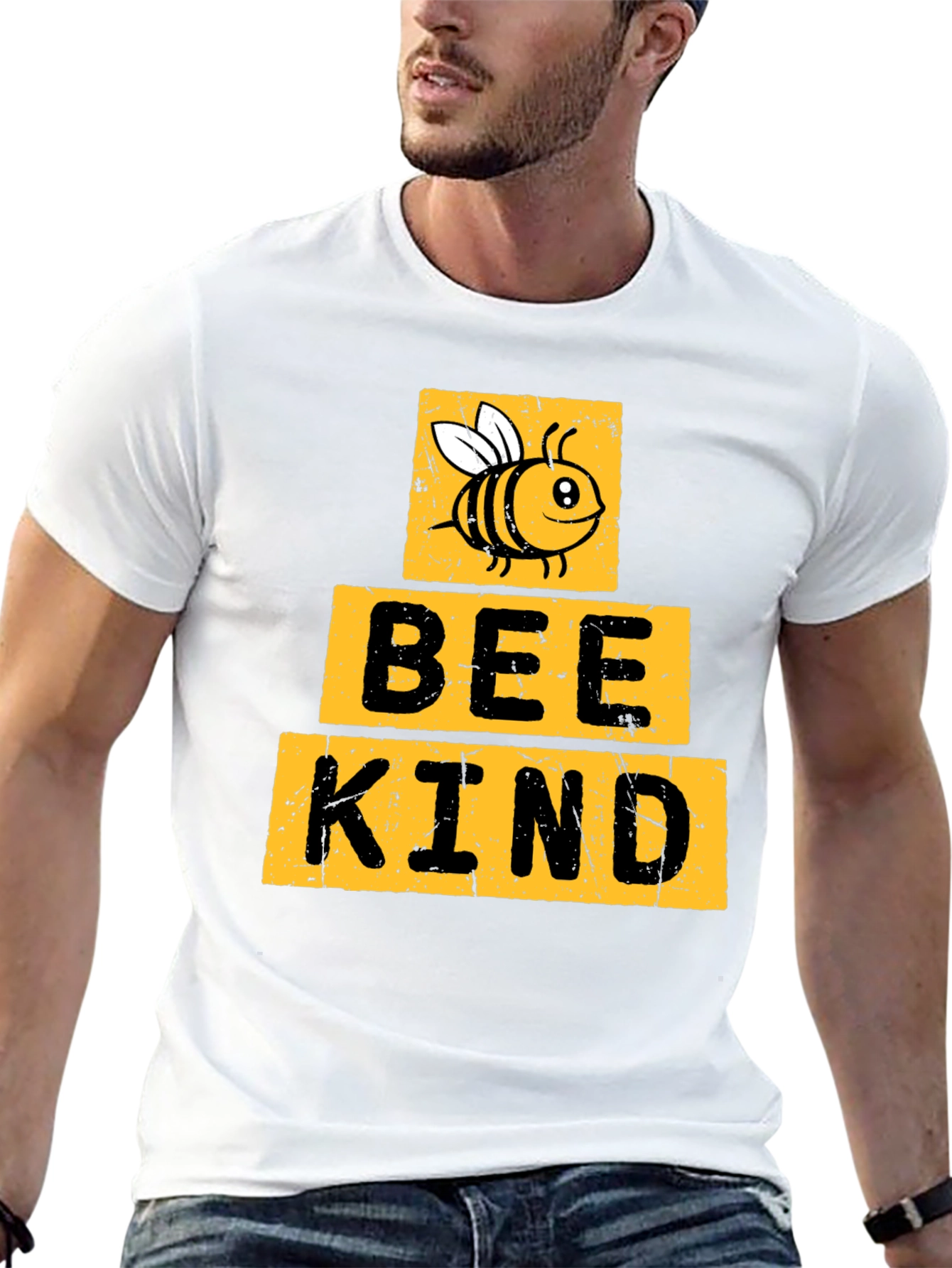 Black Bee Kind T-Shirt - Black Crew Neck view 13