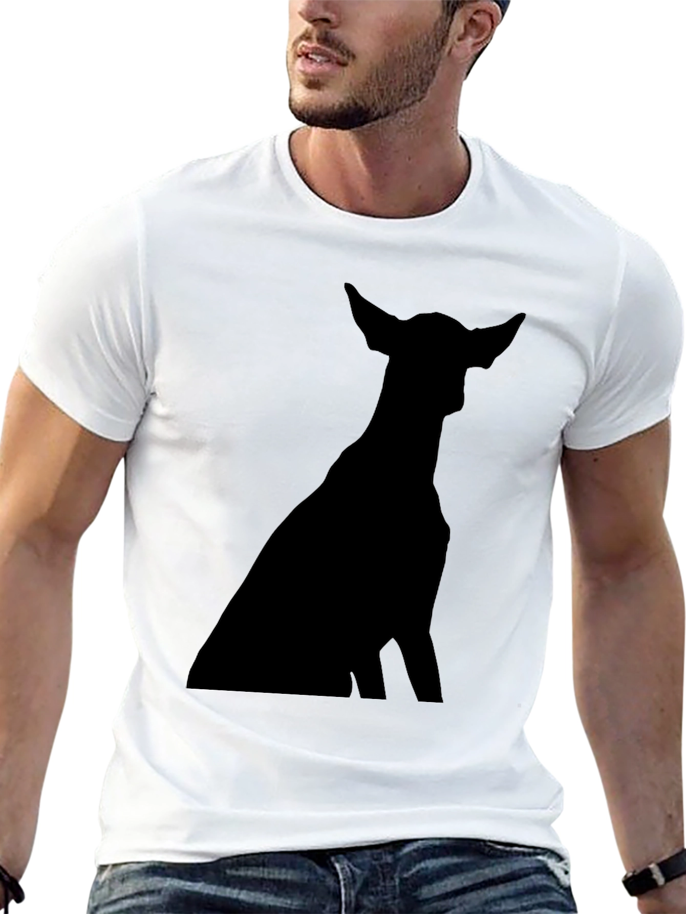 Black Dog Silhouette Black T-Shirt view 13