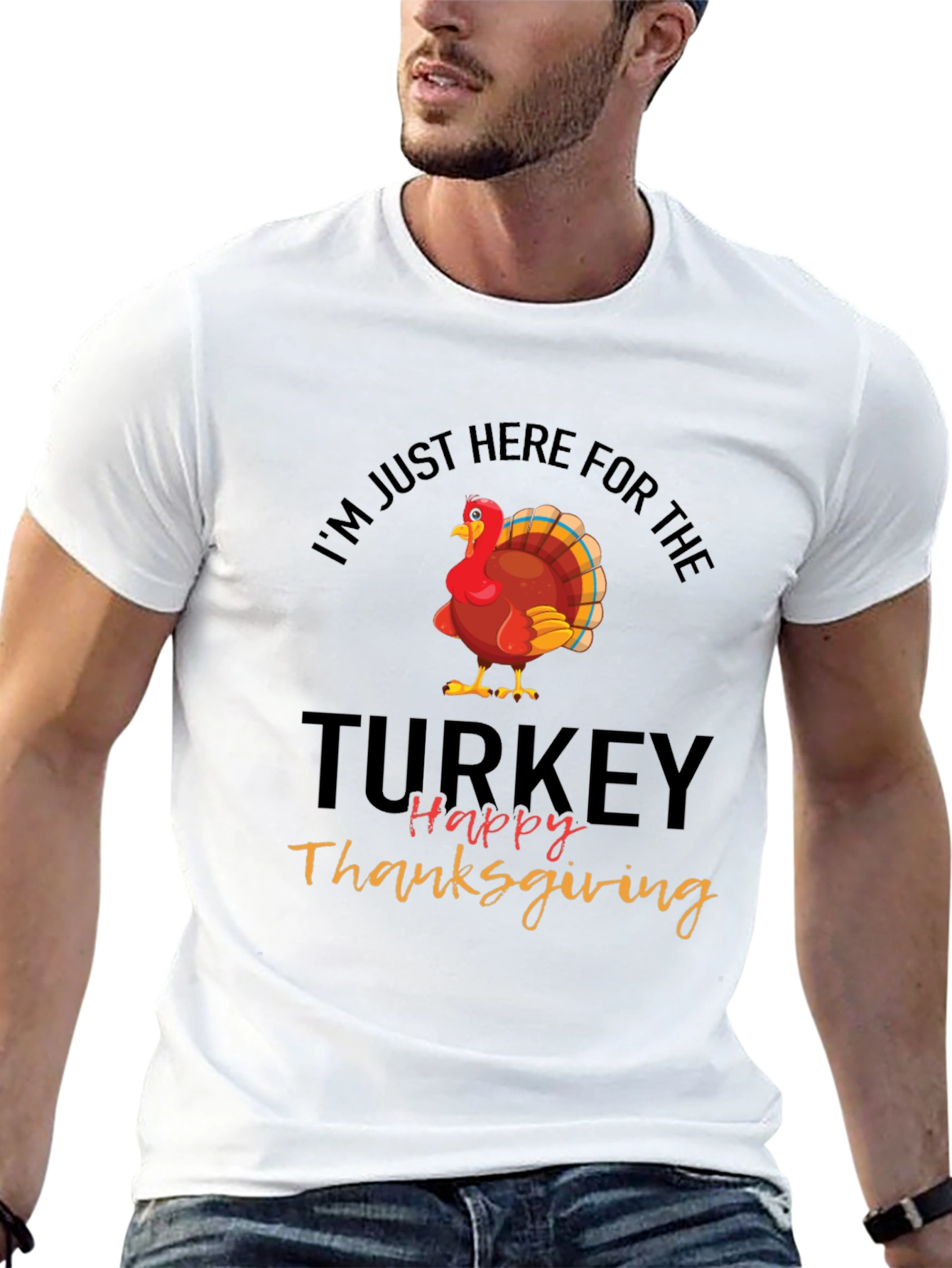 Black Thanksgiving Turkey T-Shirt: I'm Just Here For The Turkey view 13