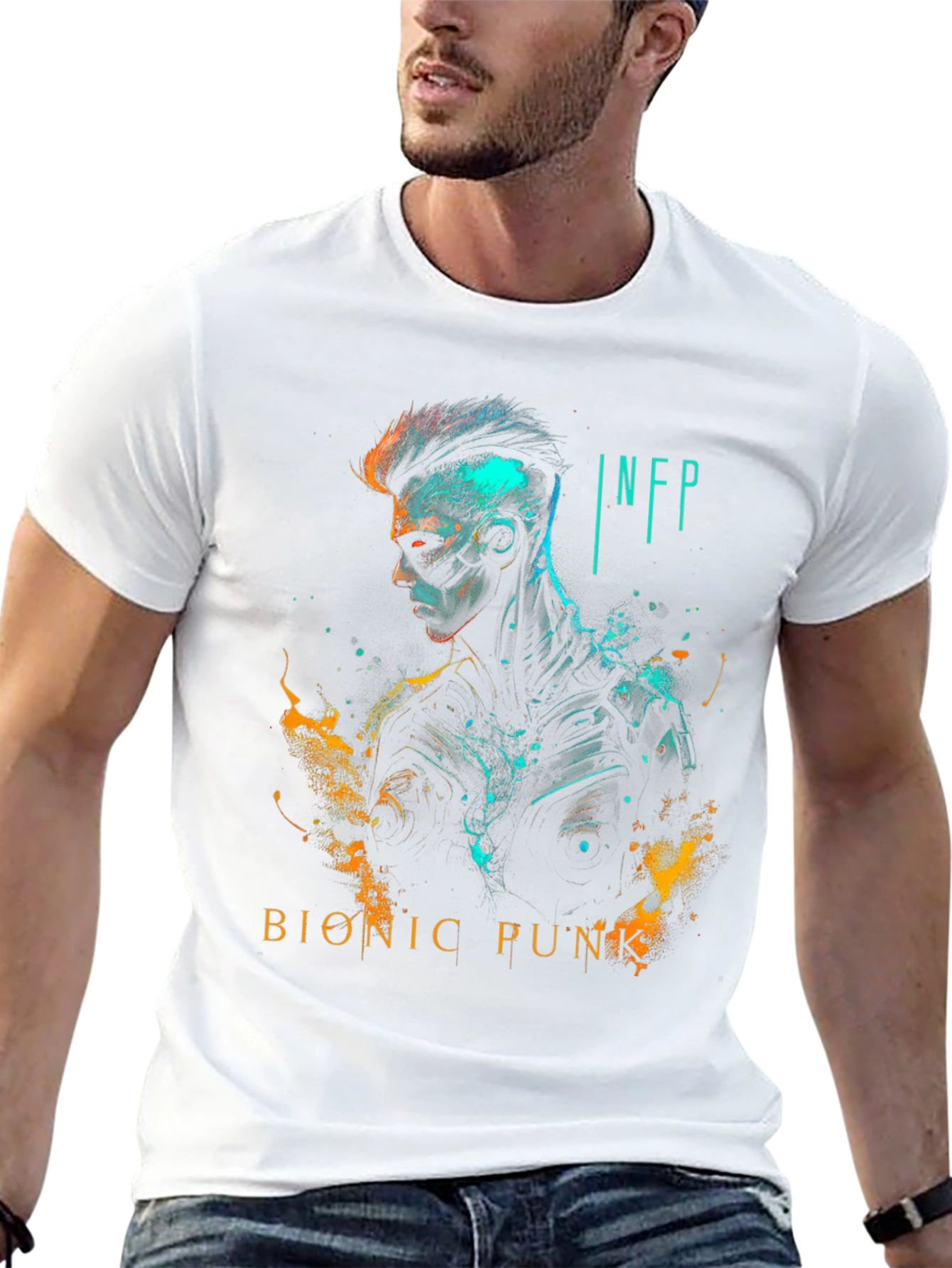Black Bionic Punk INFP Graphic Tee - Cyberpunk Fashion view 13