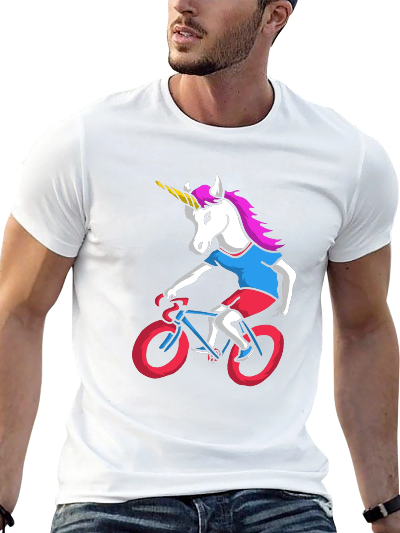 Black Unicorn Riding Bike Graphic Tee view 13