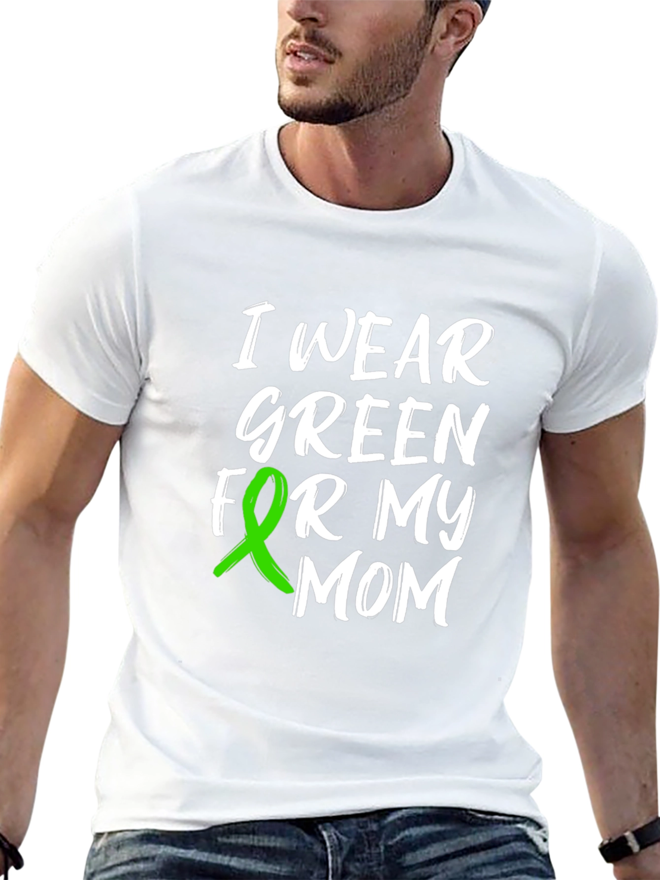 Black I Wear Green For My Mom Awareness T-Shirt view 13