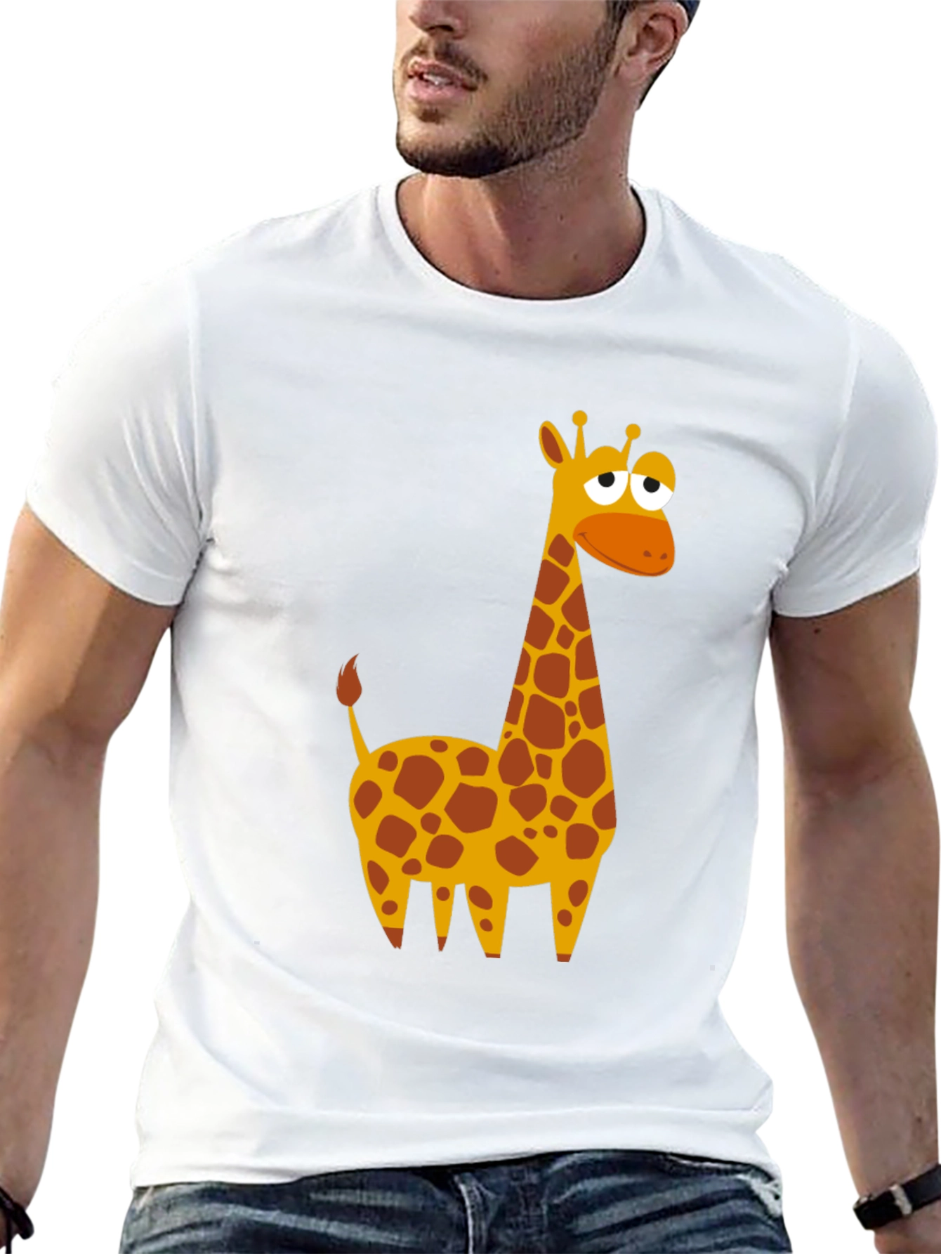 Black Cartoon Giraffe Graphic T-Shirt - Black view 13