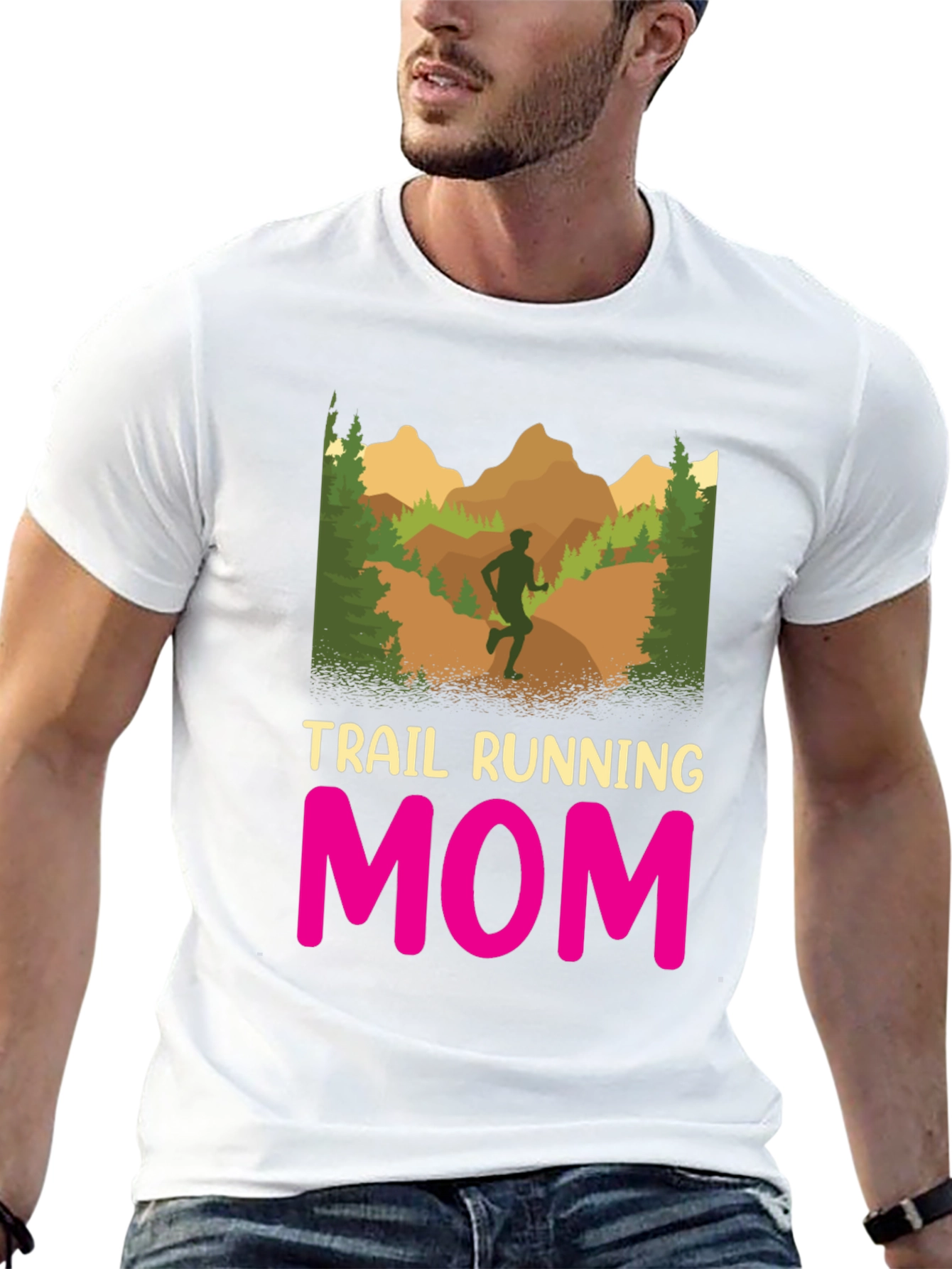 Black Trail Running Mom T-Shirt - Black Graphic Tee view 13