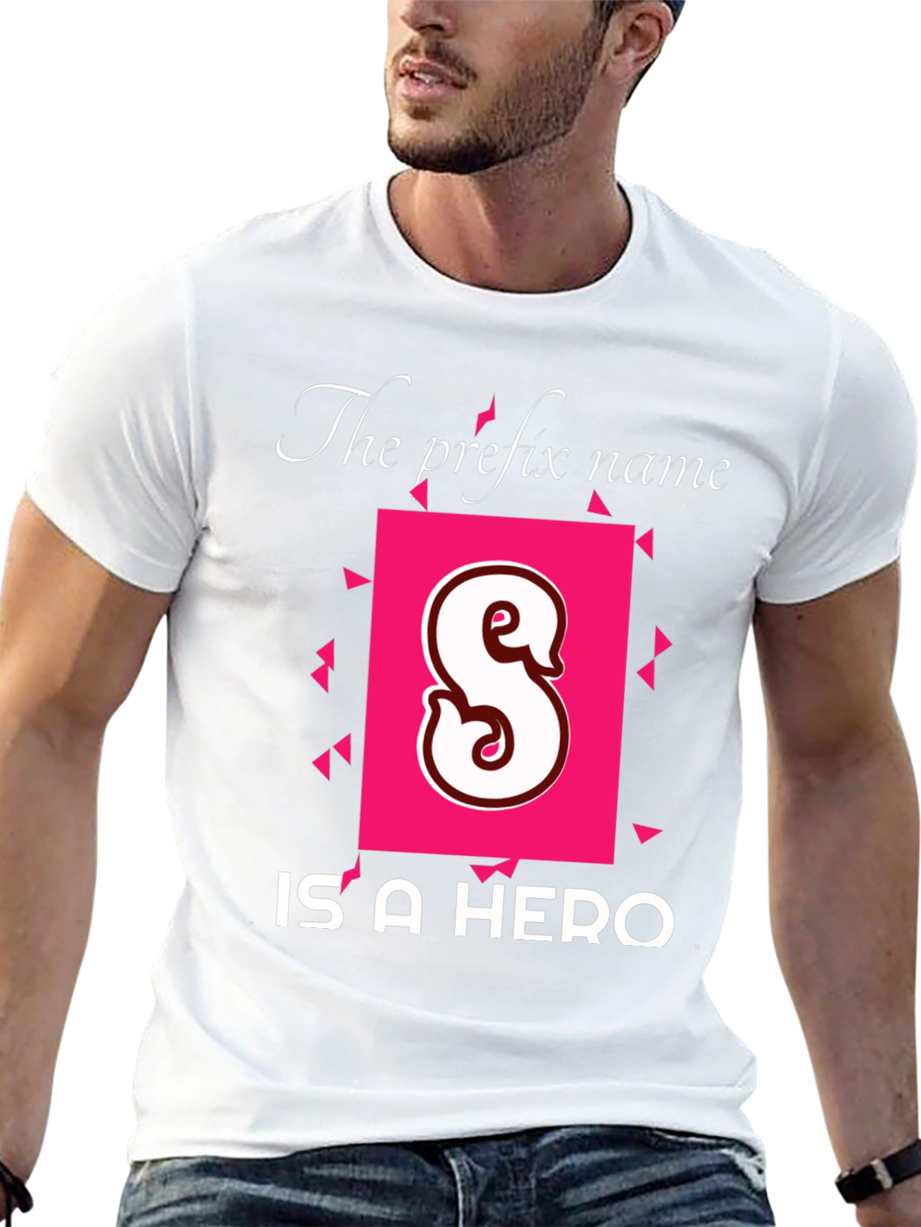 Black Personalized "S" Hero T-Shirt - Custom Initial Tee view 13