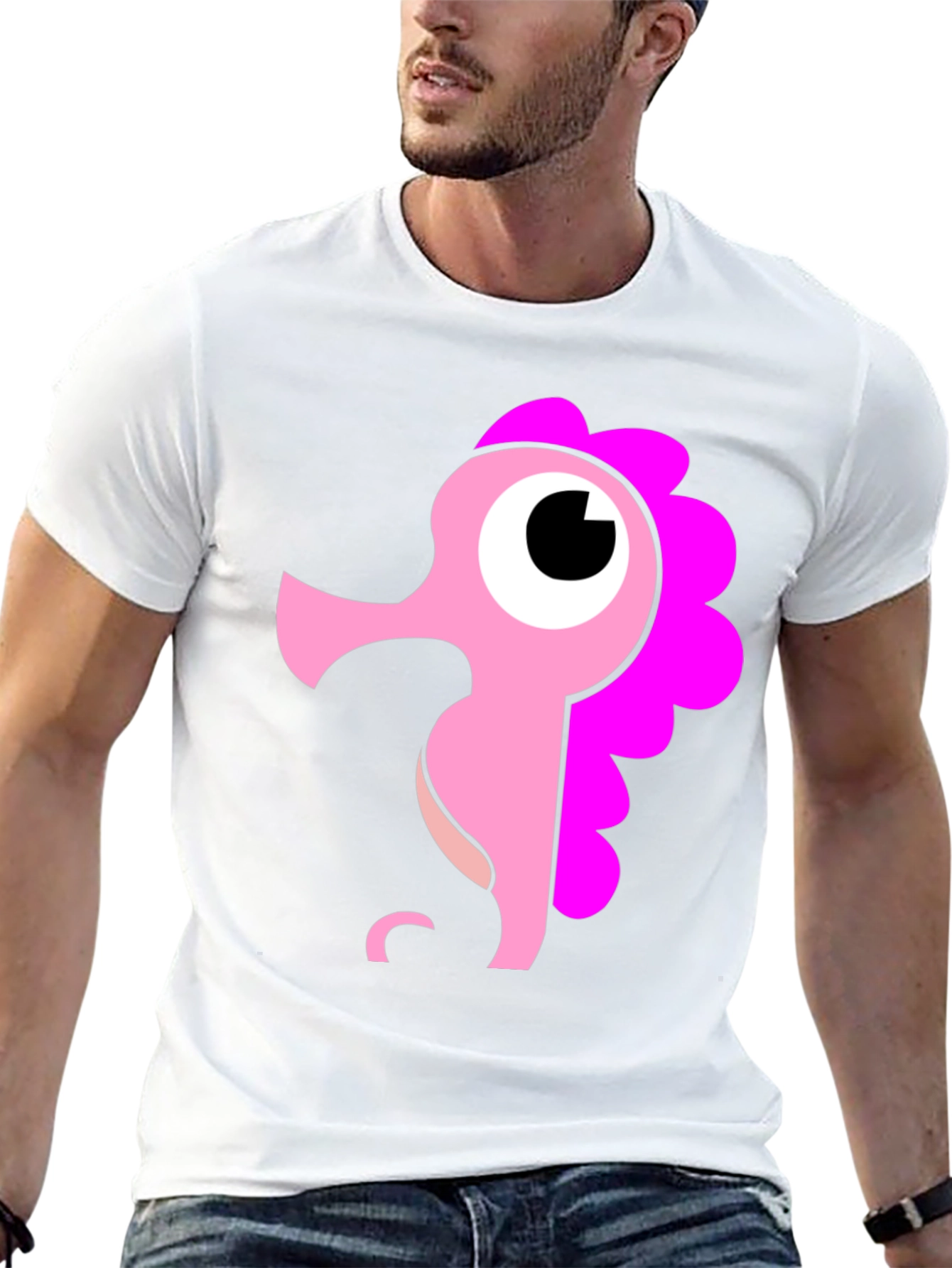 Black Cute Seahorse Graphic Tee - Black Cotton Shirt view 13