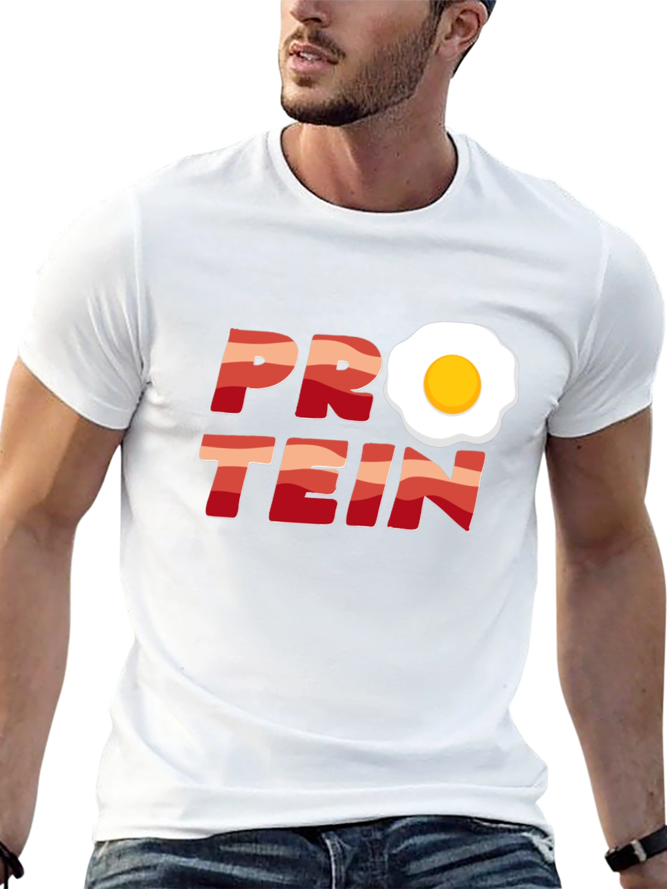 Black Protein Bacon & Egg T-Shirt - Funny Fitness Tee view 13