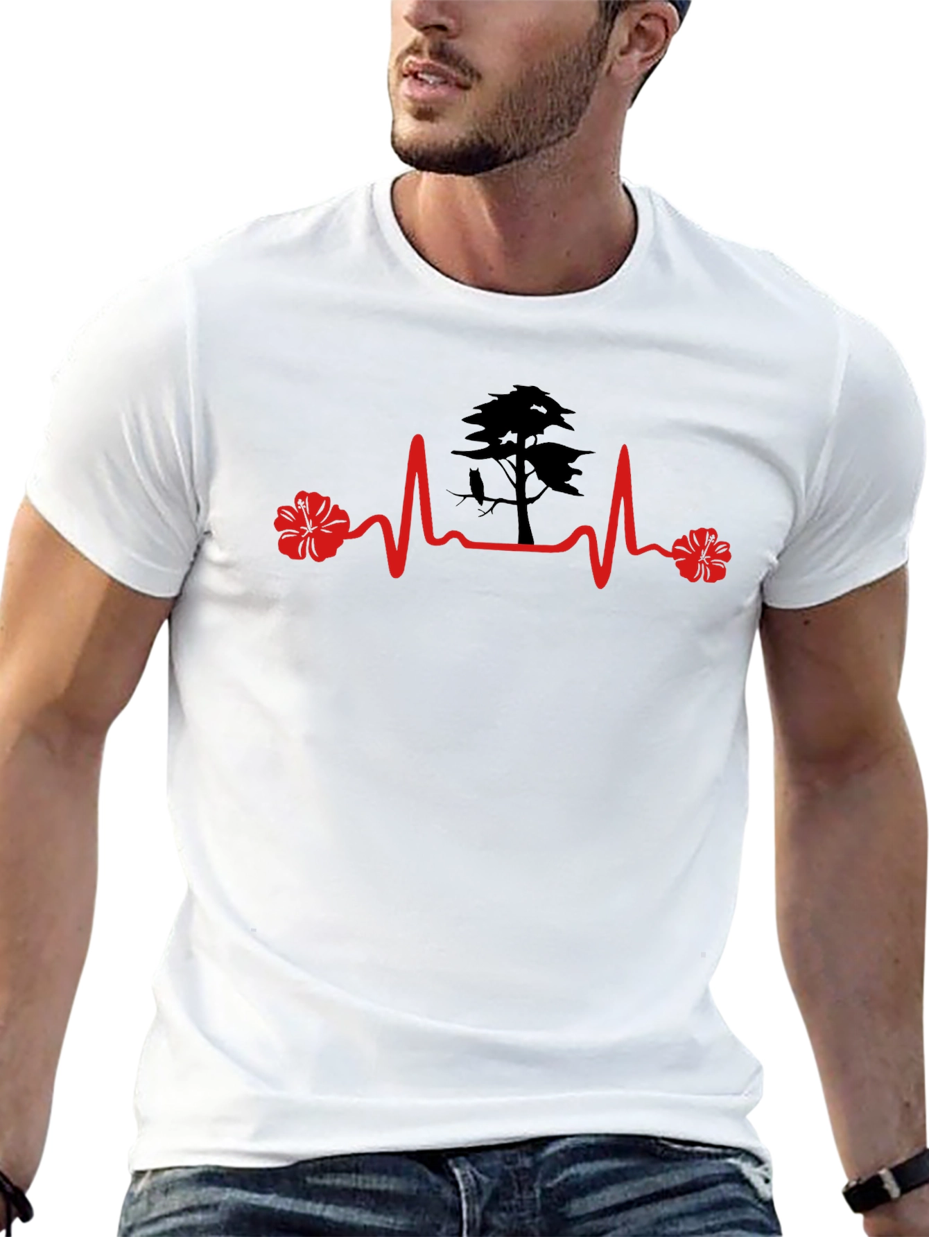 Black Heartbeat Tree T-Shirt - Nature Lover Tee view 13