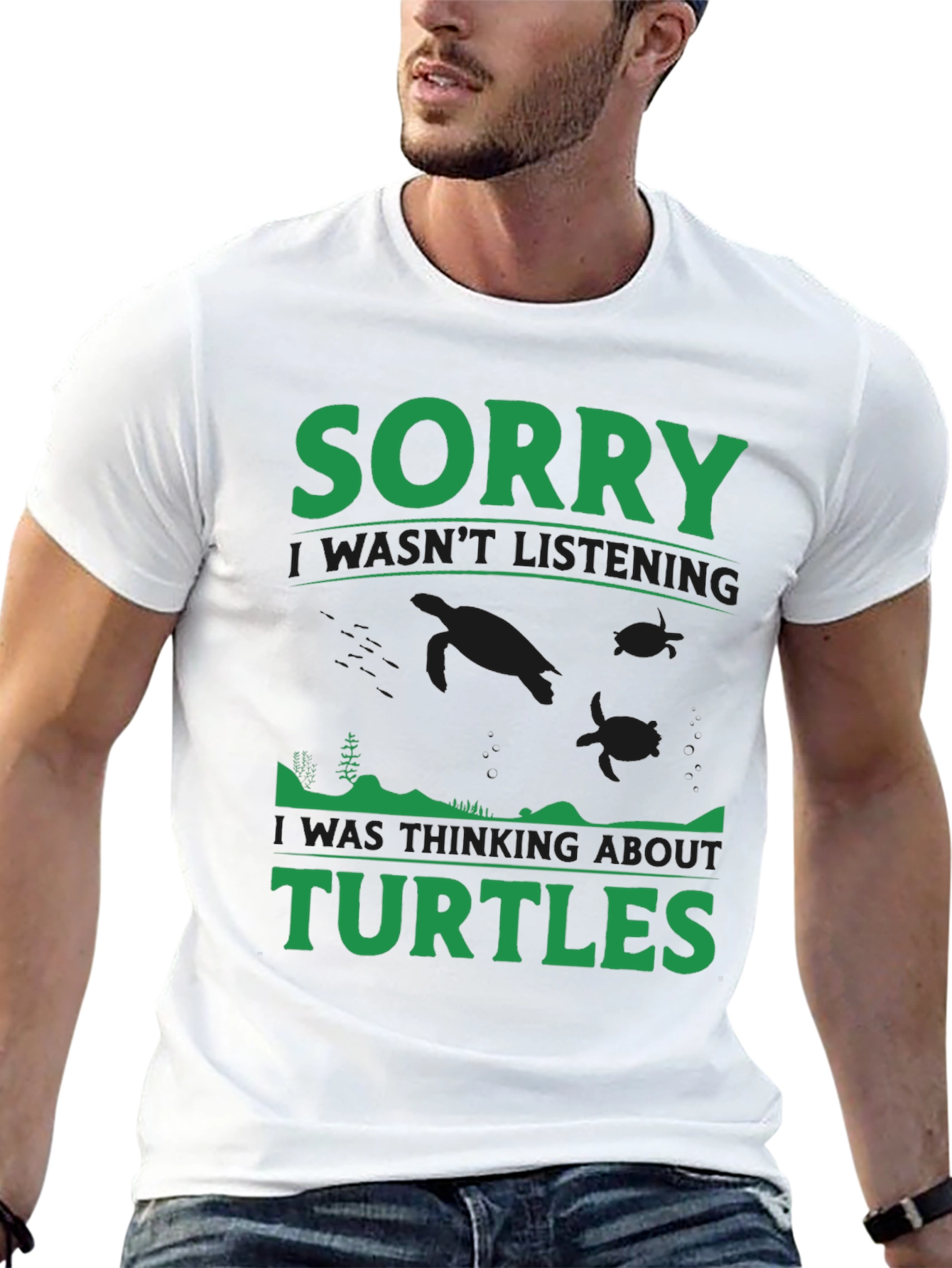 Black Sorry Turtles Black T-Shirt view 13